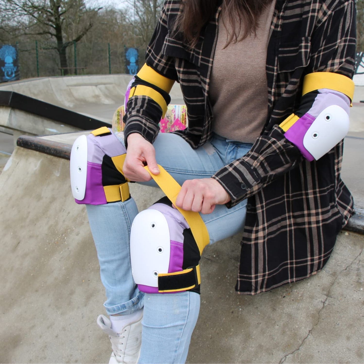 6-teiliges Protektoren-Set, Violett M - Jugendliche / Erwachsene