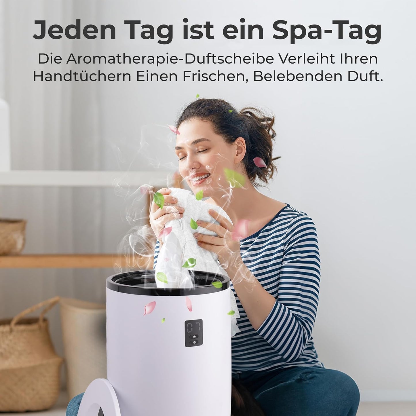 Elektrischer Handtuchwärmer mit Timer und Sicherheitsschutz, Schwarz