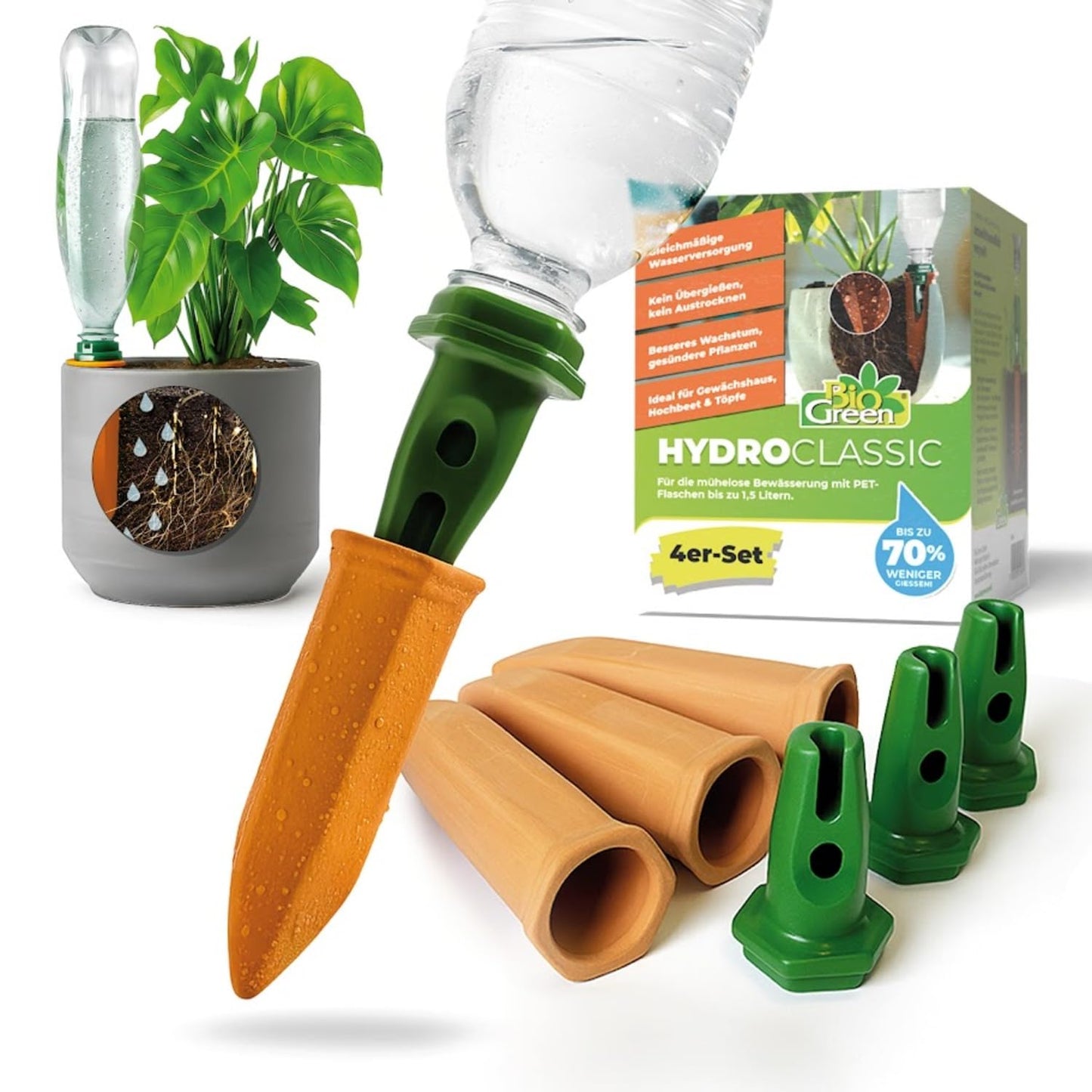Pflanzen-Bewässerung Tonkegel 4er-Set, Classic 4 Stk