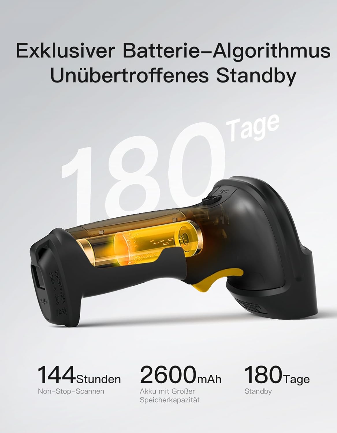Barcode-Scanner BCST-72 für 1D- und 2D-Barcodes, Schwarz