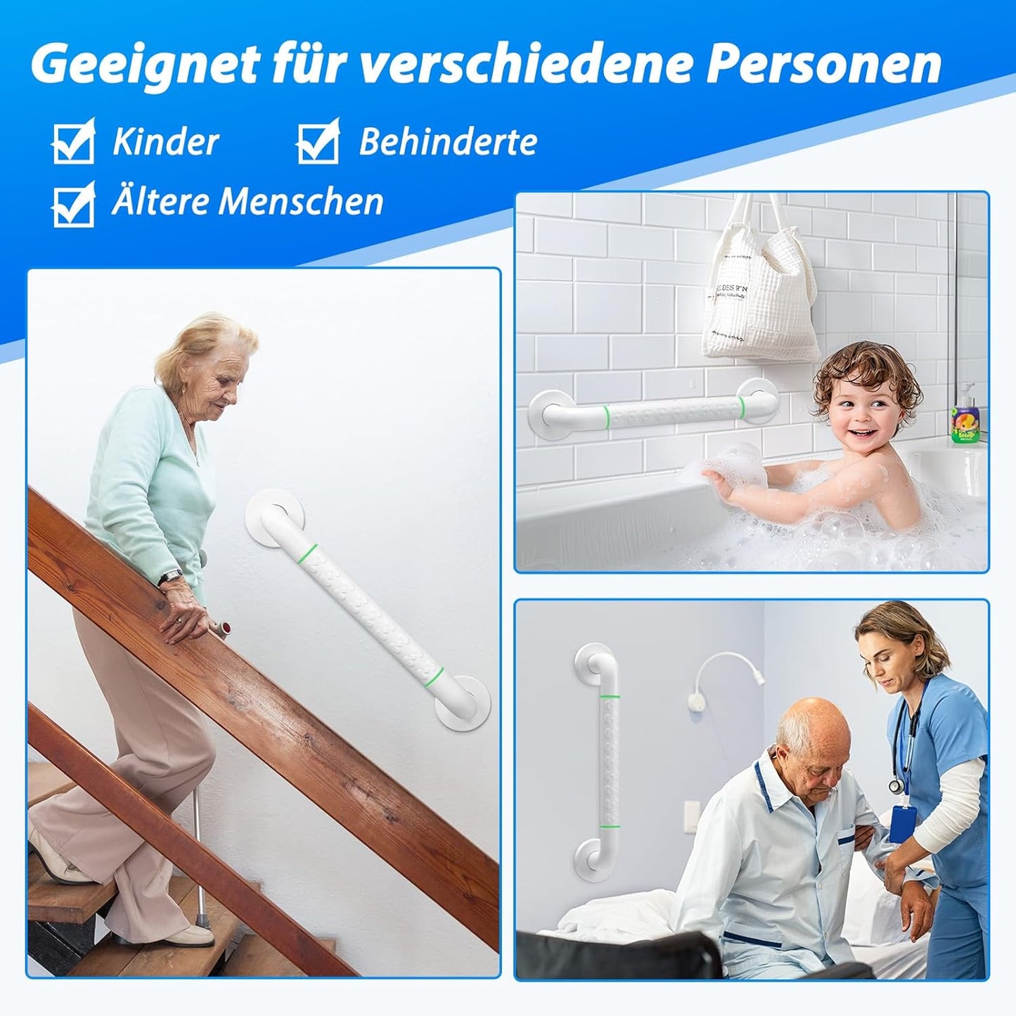 Handlauf-Set Edelstahl für Dusche (2 x 40 cm), 40CM*2