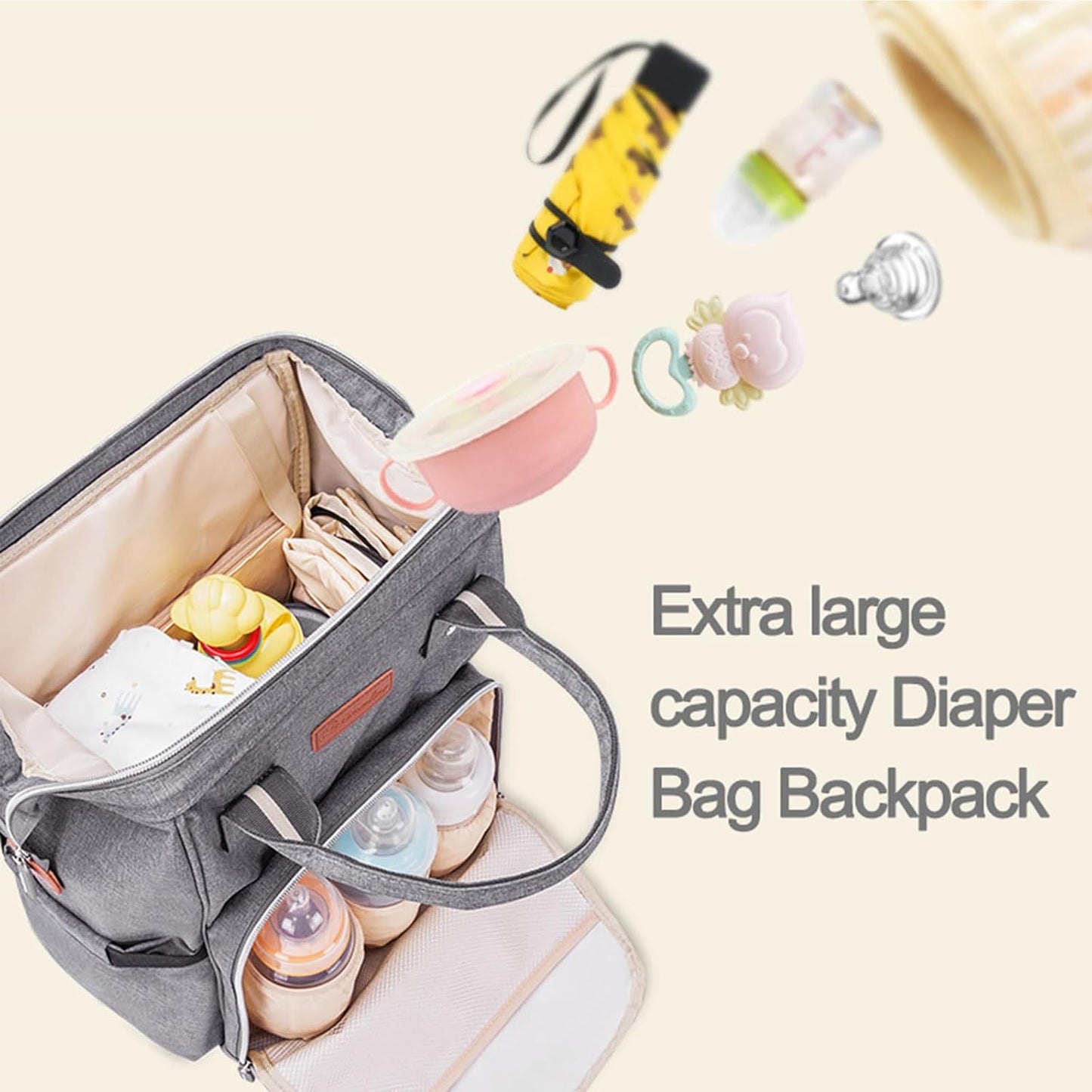 Multifunktionaler Wickelrucksack mit Thermotasche