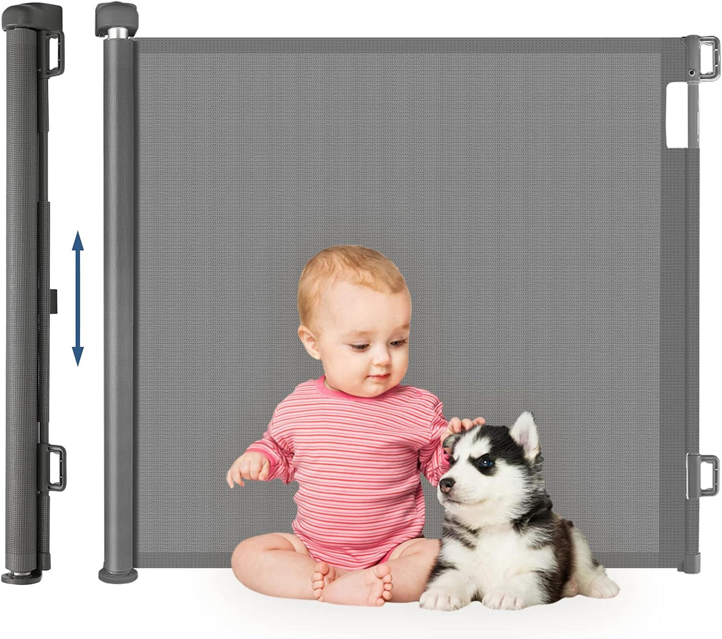 Treppen- und Türschutzgitter für Babys und Haustiere, Grau|180cm
