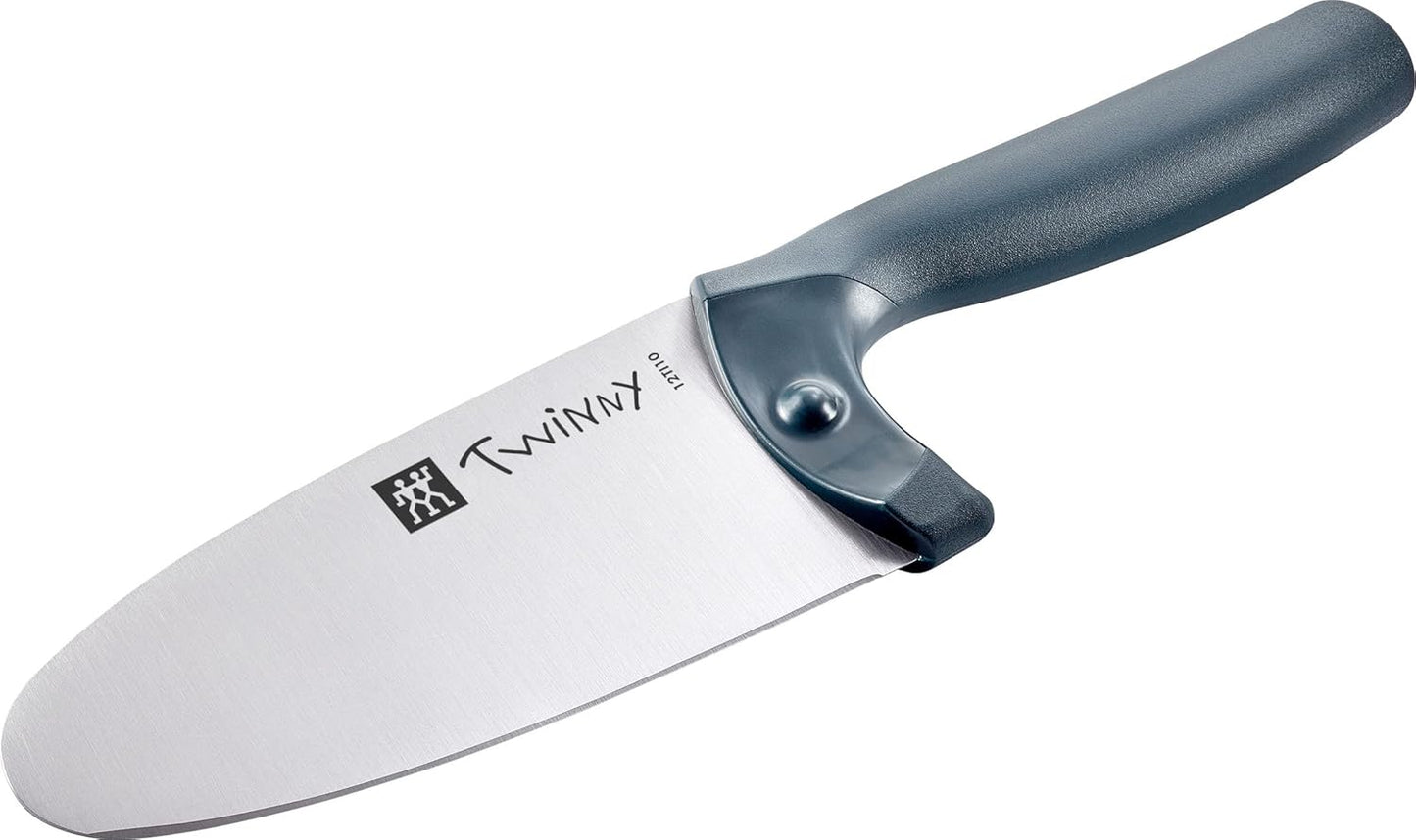 Twinny Kinderkochmesser mit Fingerschutz, Abgerundete Klinge, Blau