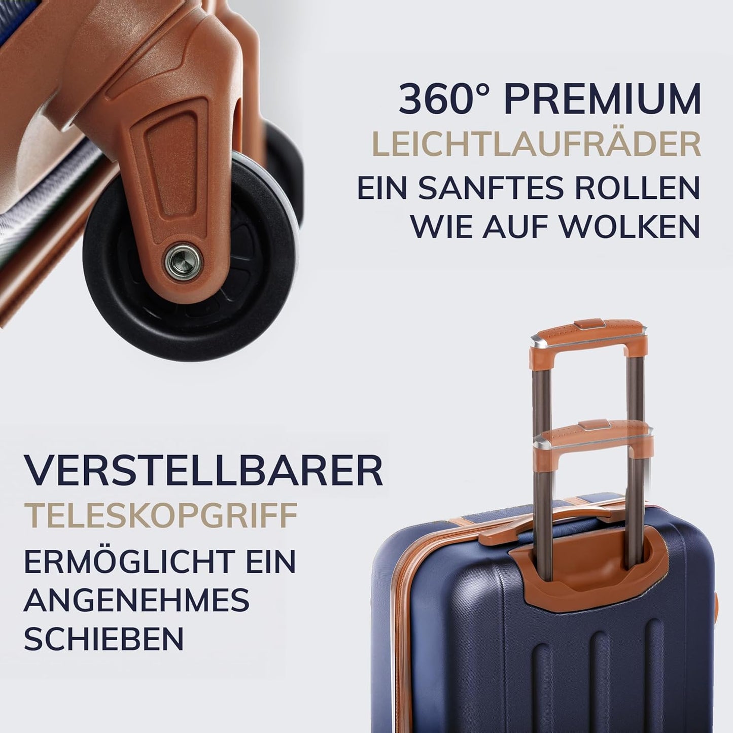 3-teiliges Kofferset - Milano, 3er Set Blau-braun