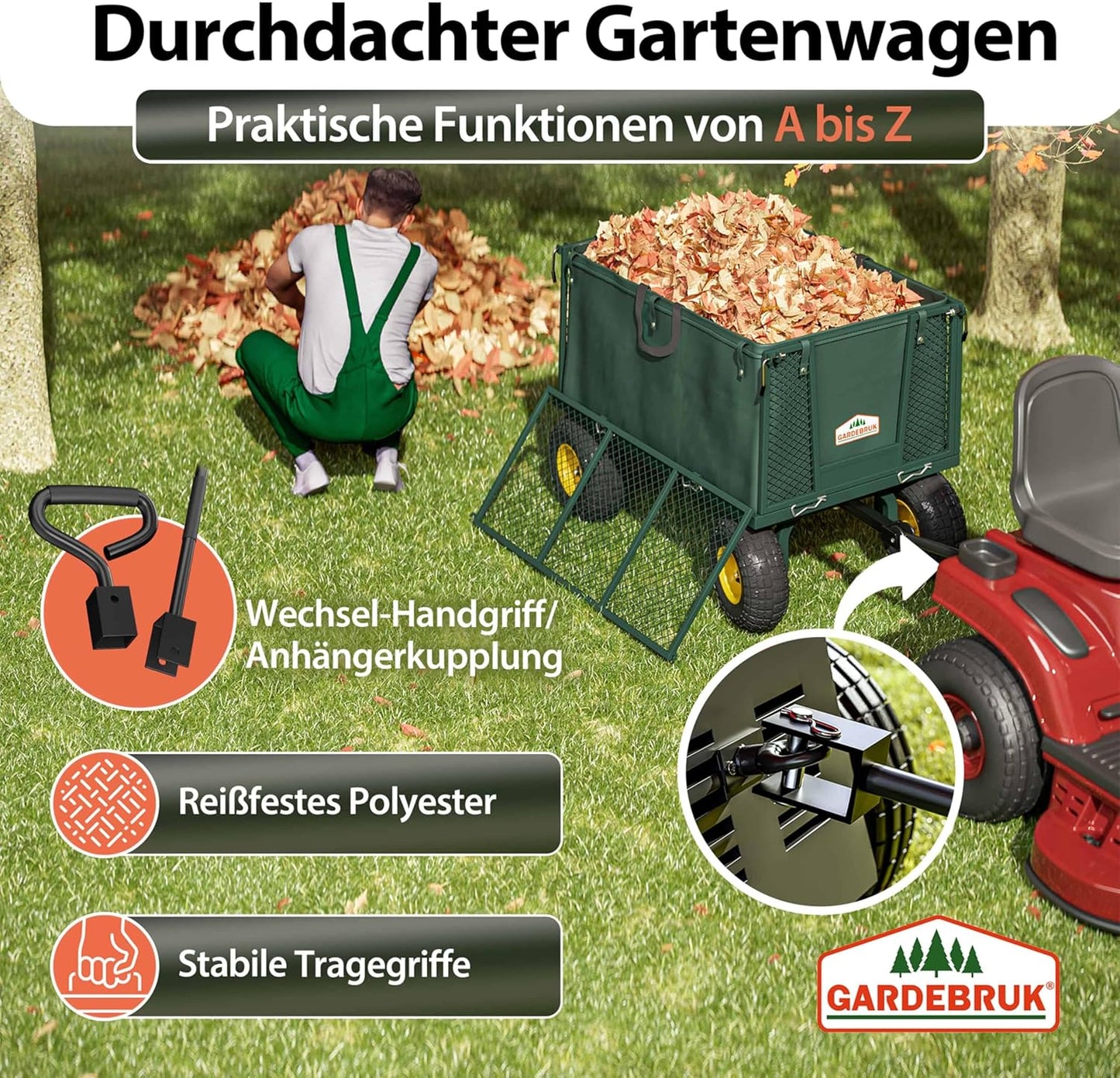 Klappbarer Bollerwagen mit 550kg Tragkraft
