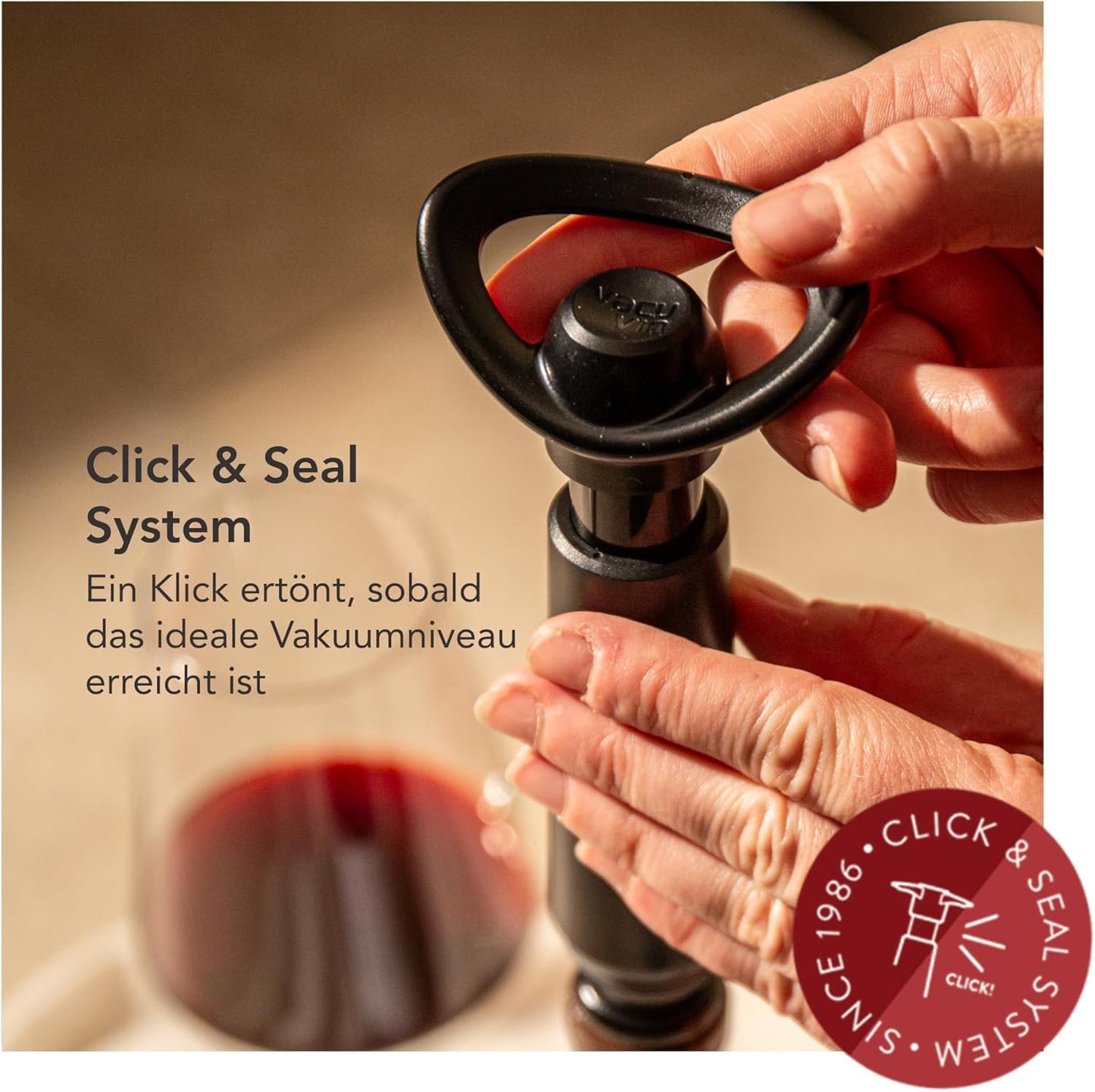 Weinpumpe Concerto mit Stopper-Set mit Pumpe und Stopfen, 1 Pumpe 4 Stopfen Schwarz