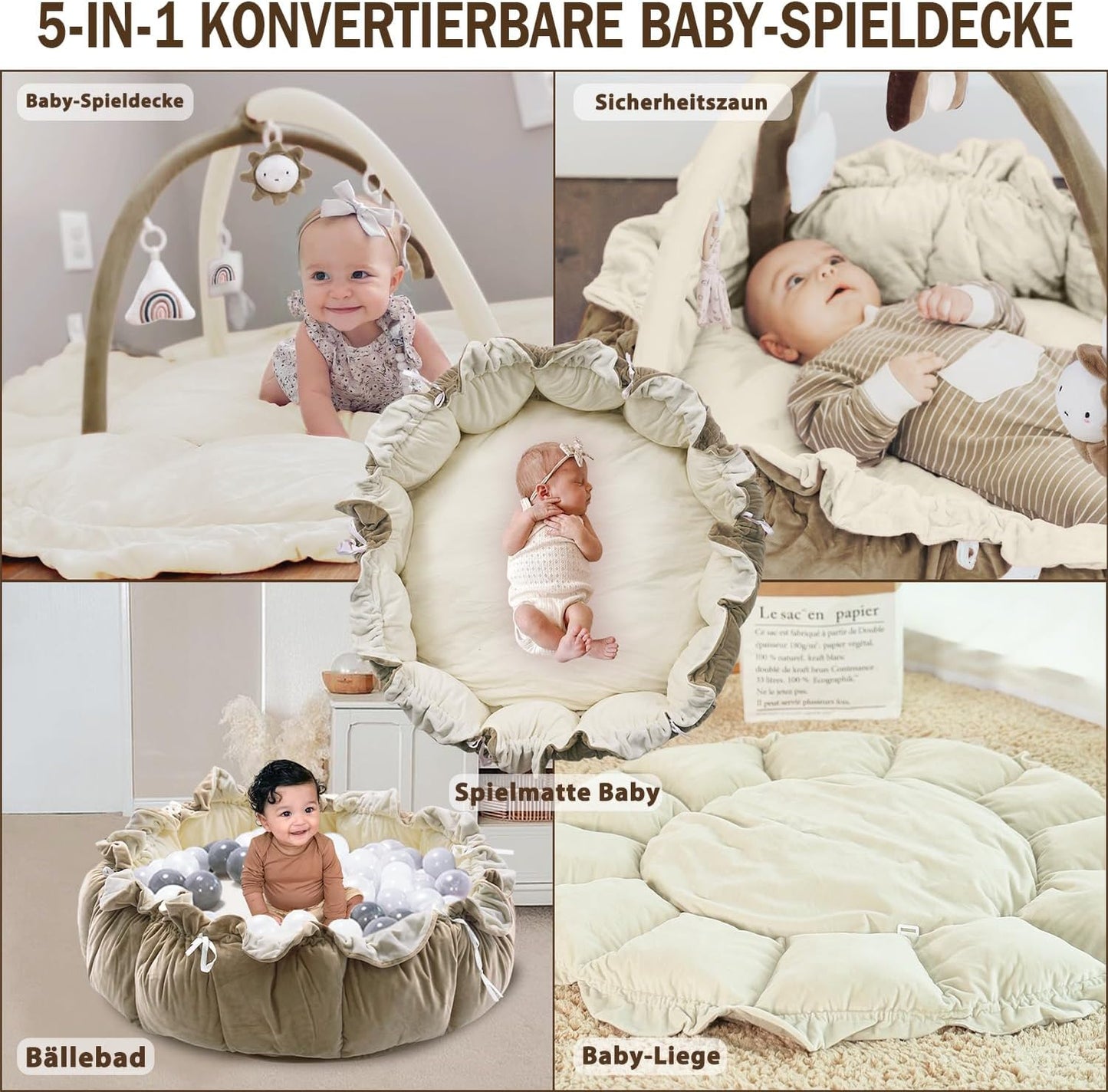 Wandelbares Baby-Spielbogen Set, Braun