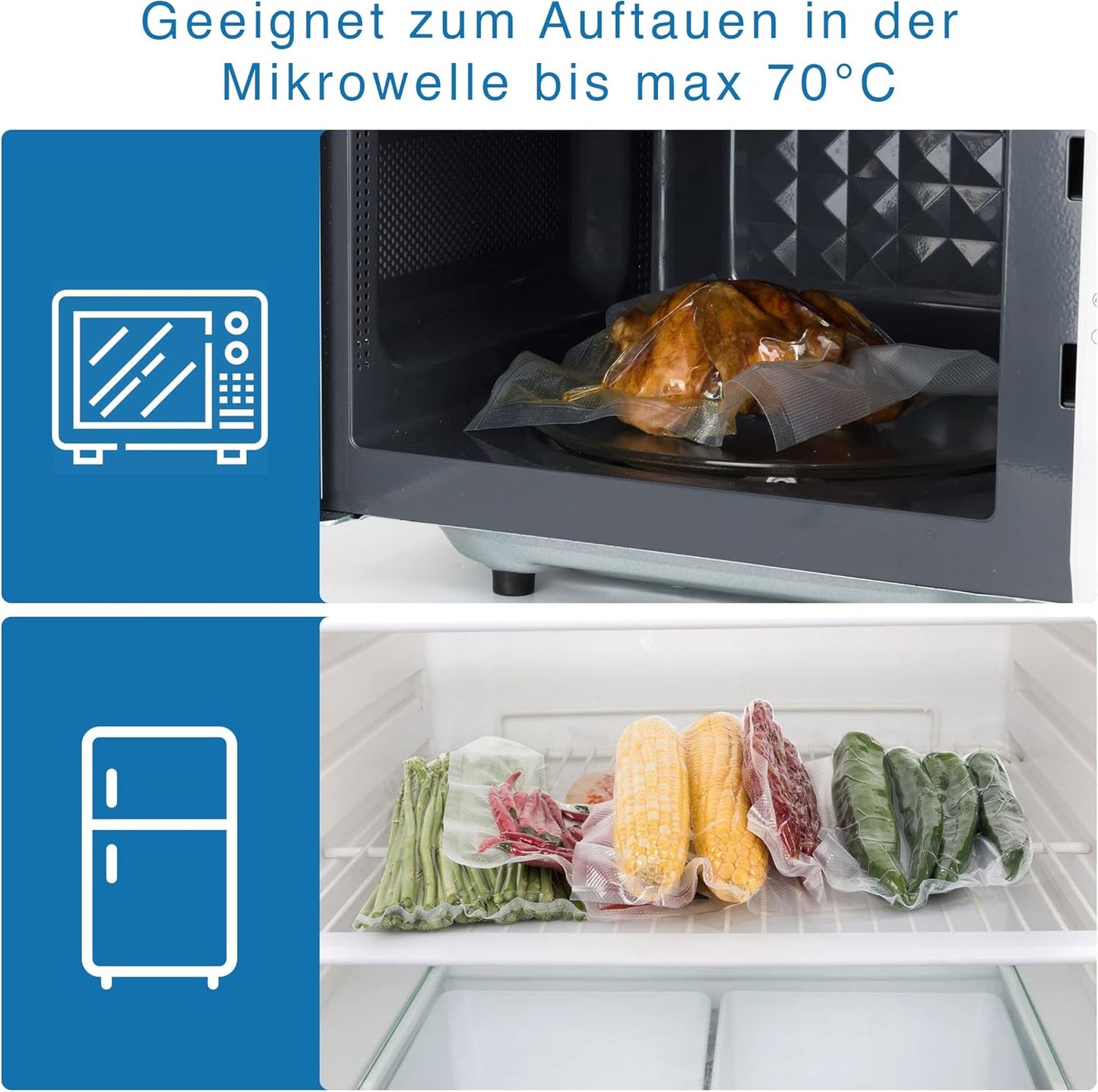 4-teiliges Vakuumierrollen-Set in 2 Grössen, Vakuum rollen (4 Rollen in 2 Grössen)