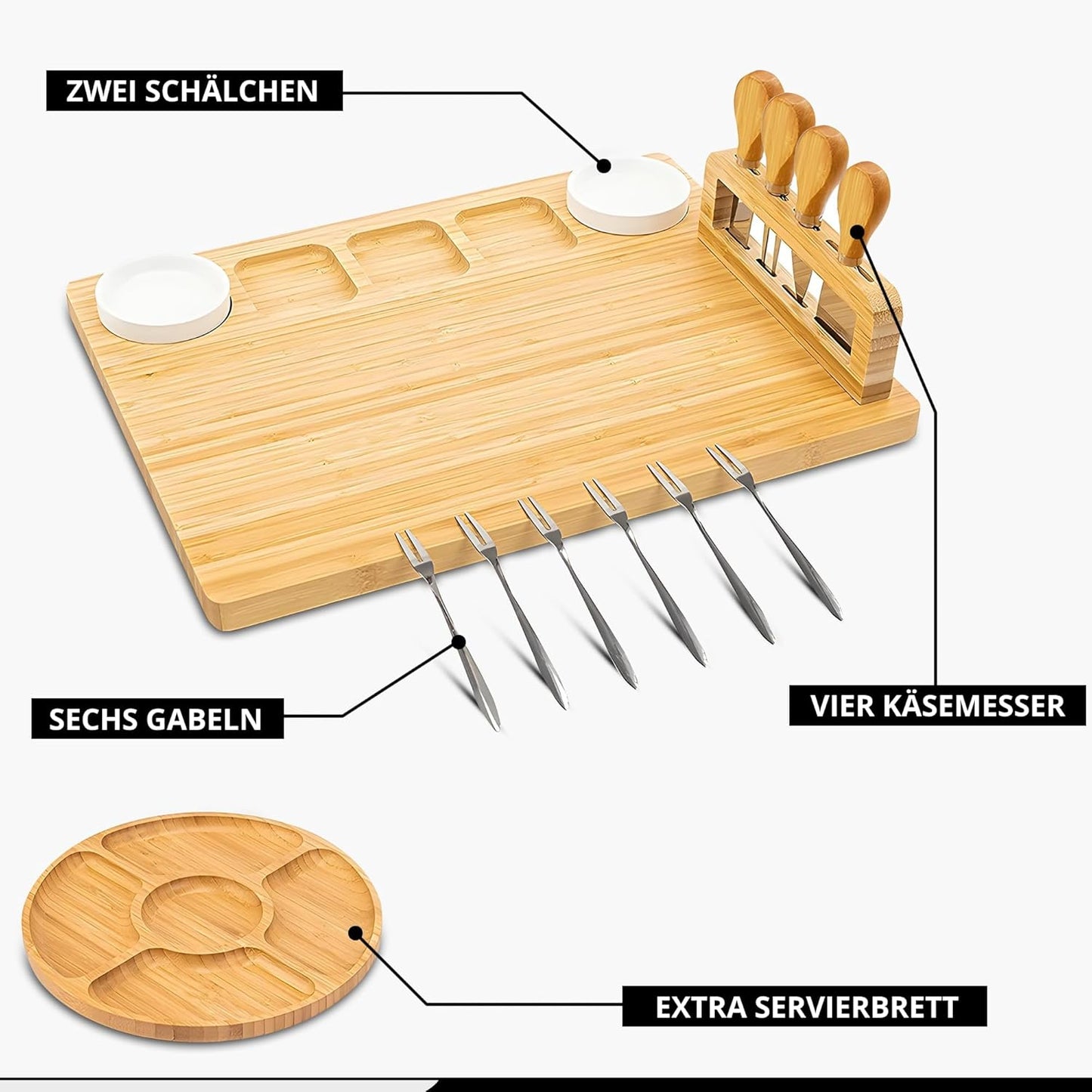 Servierplatten-Set mit Dipschälchen