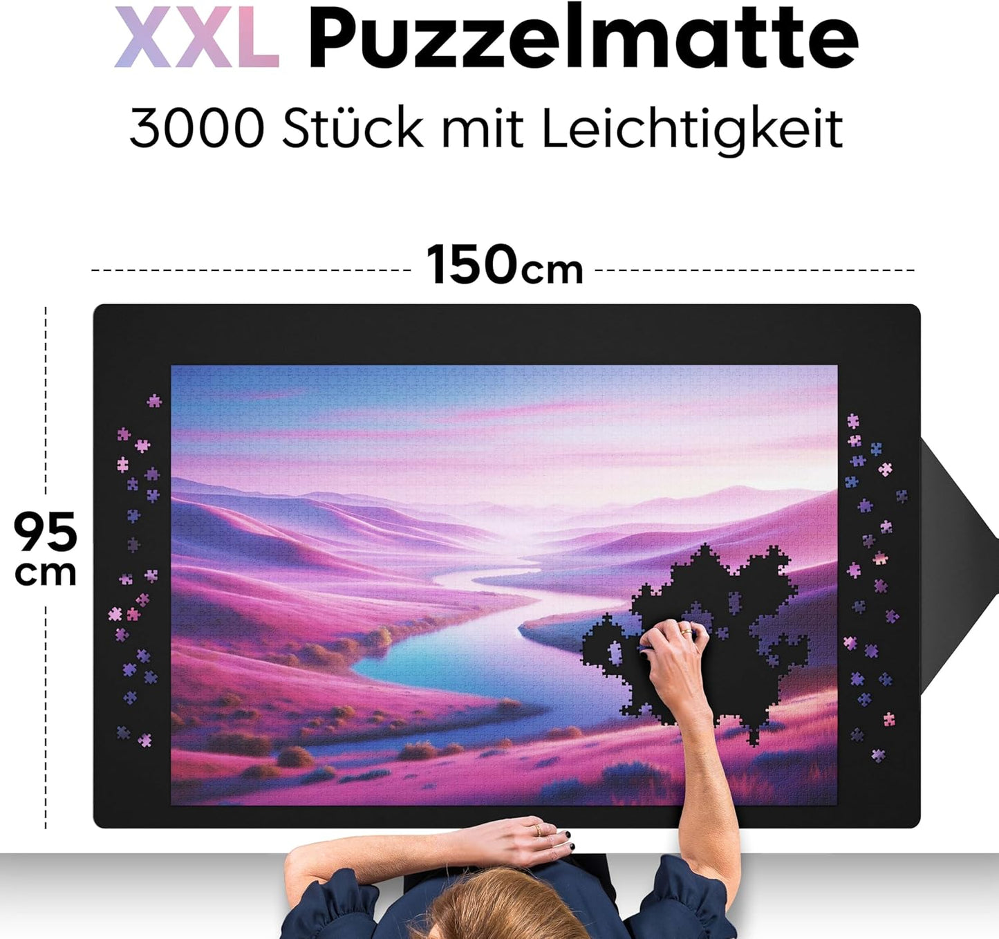 Puzzlematte Rolle bis 3000 Teile (95 x 150 cm), 3000 Teilen mit Ökologische Verpackung