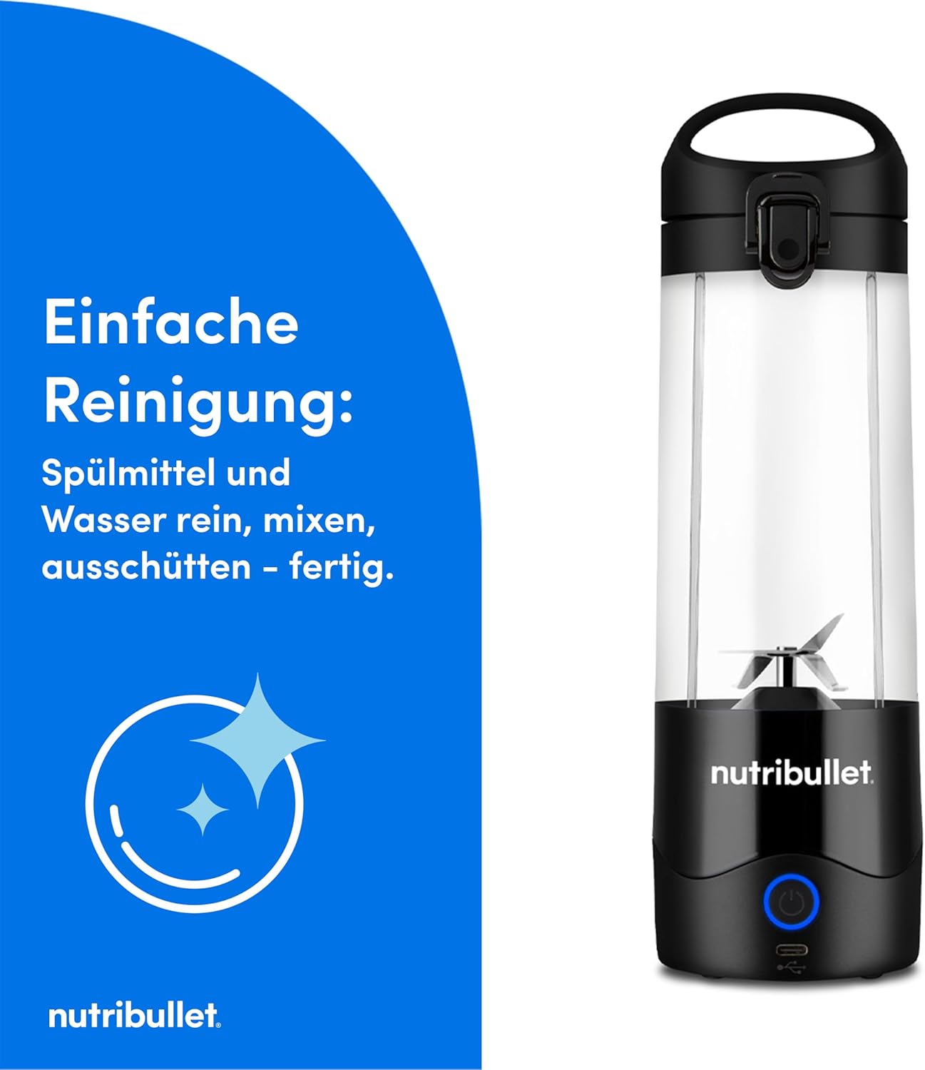 Tragbarer Mini-Mixer, 475 ml Schwarz