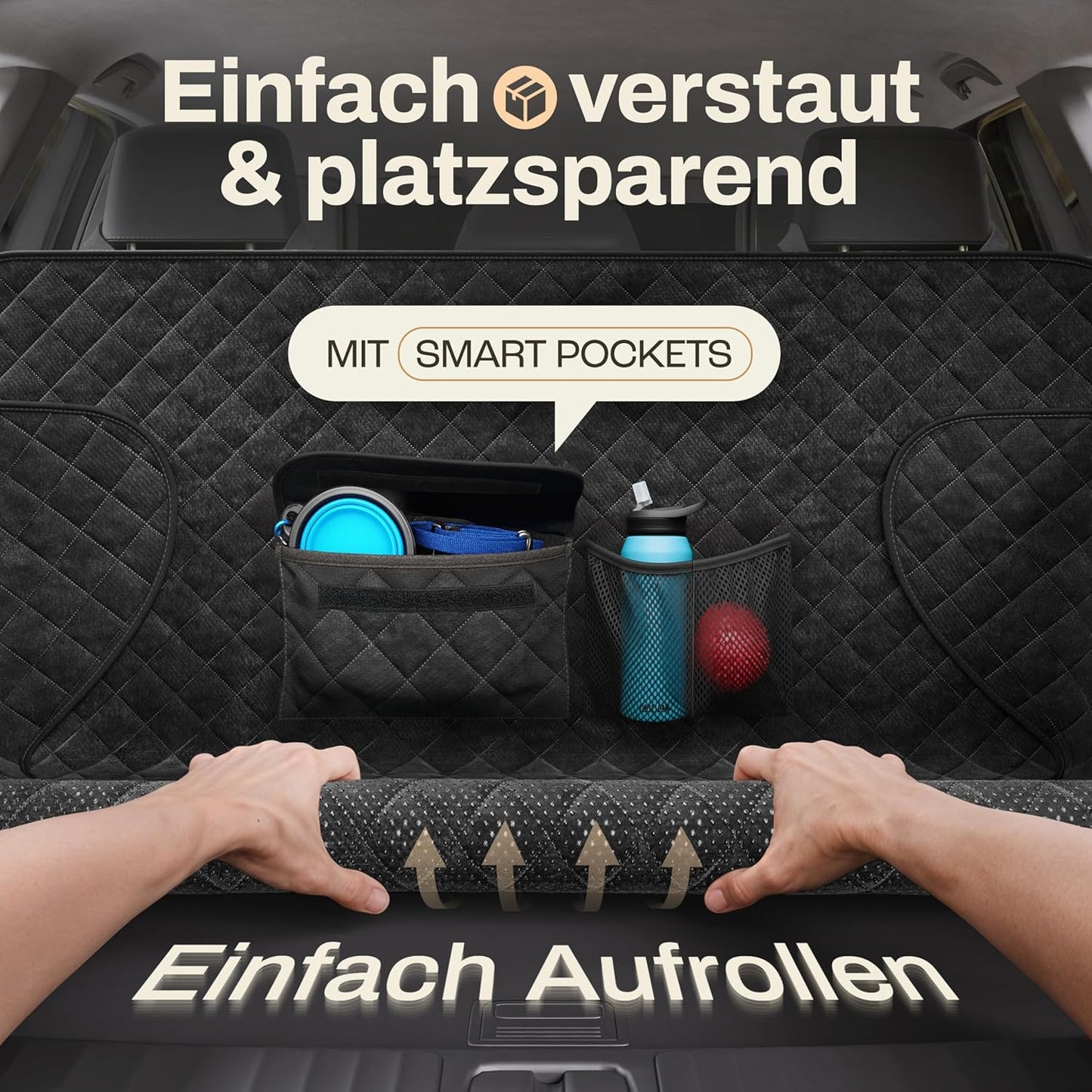 Wasserdichter Kofferraumschutz, Schwarz Premium (Gesteppt)