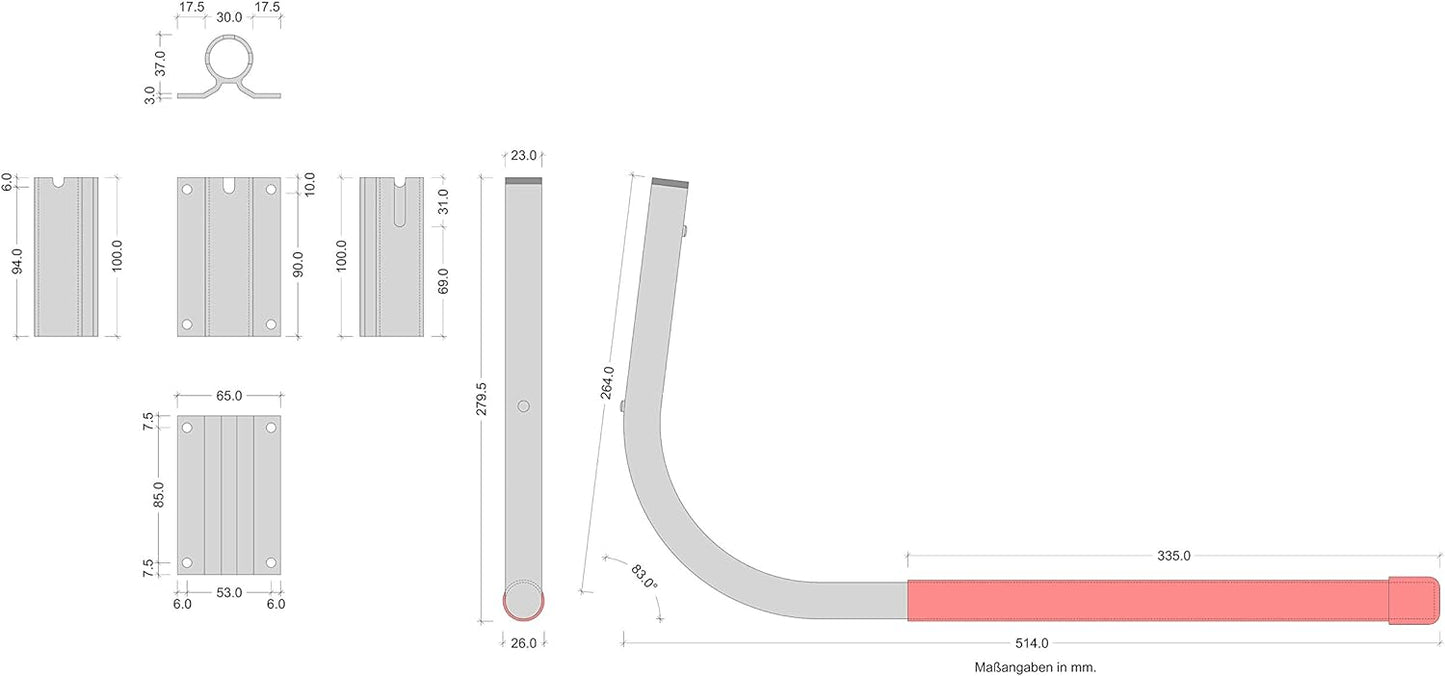 Wand-Halterung, 550 x 270 mm