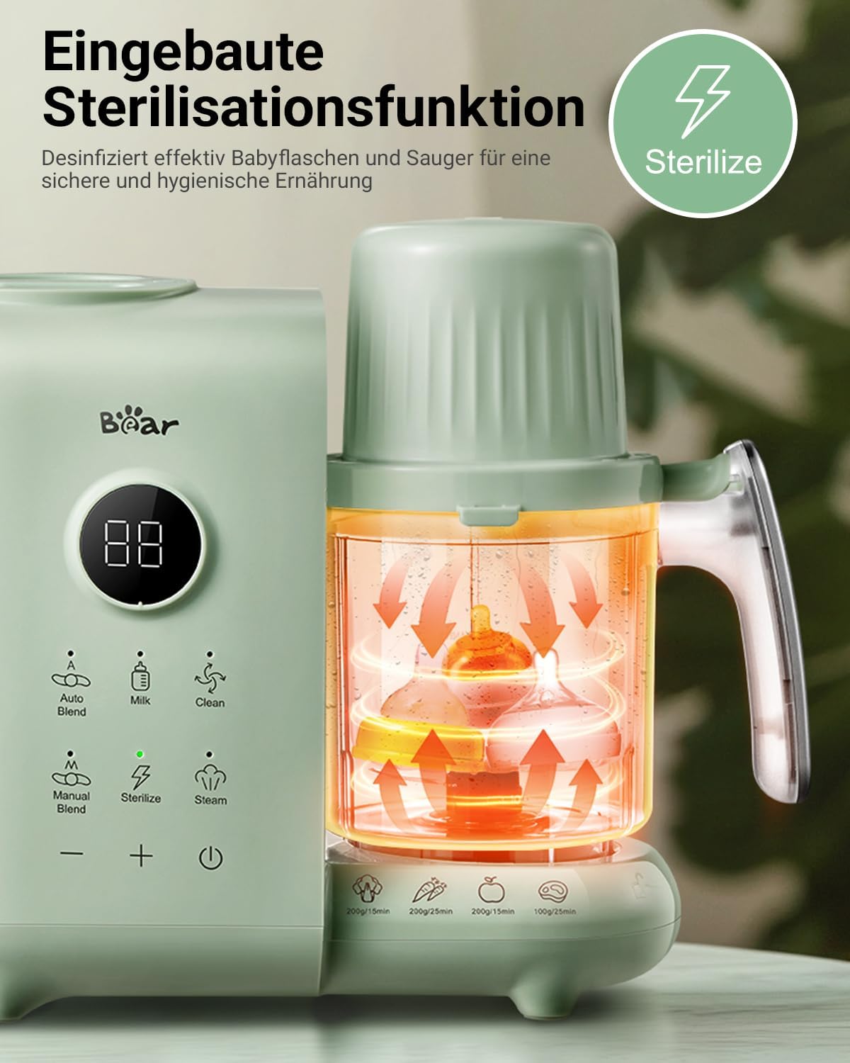 6-in-1 Babynahrungszubereiter, Grün