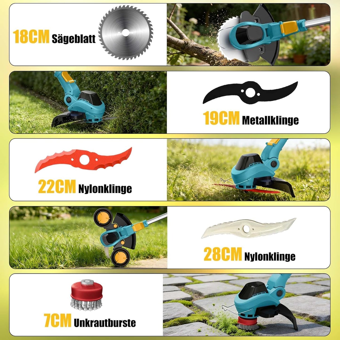 Akku-Rasentrimmer Set, Blau