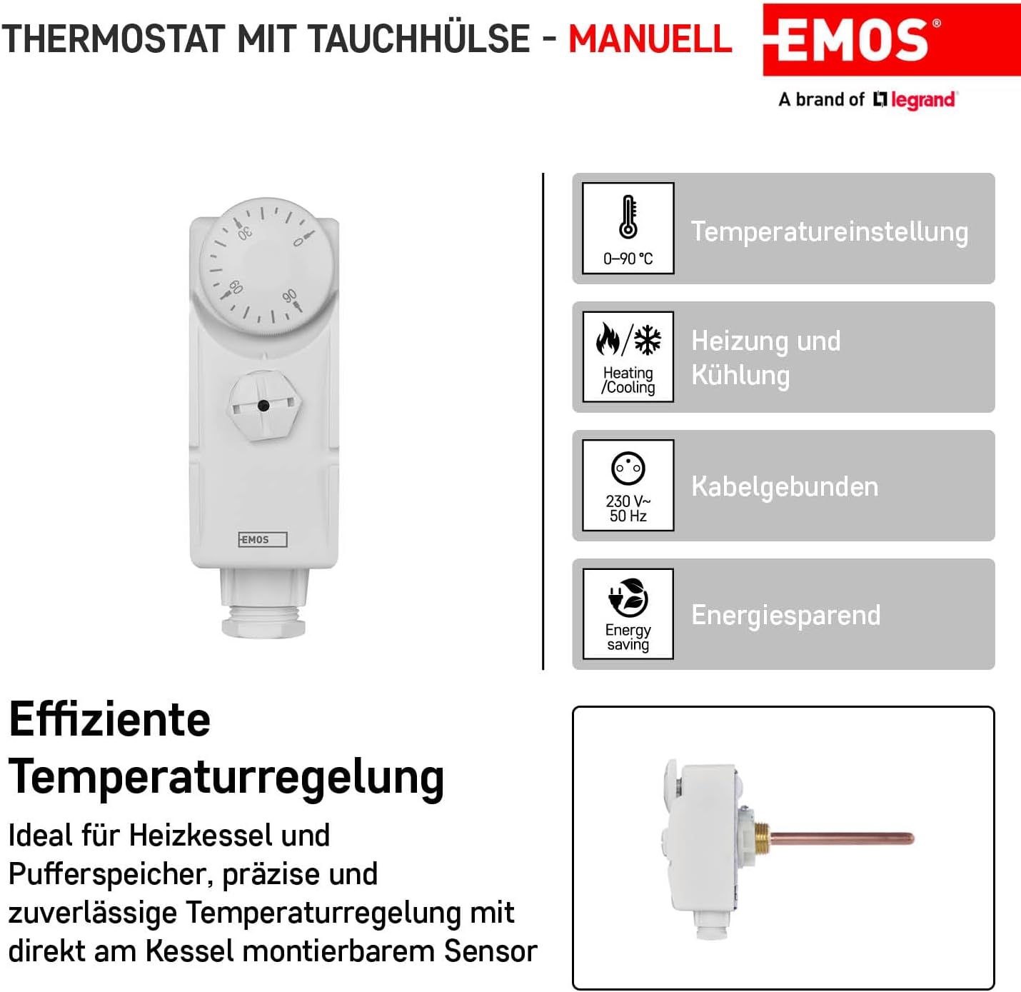 Mechanischer Thermostat mit Tauchhülse P5685