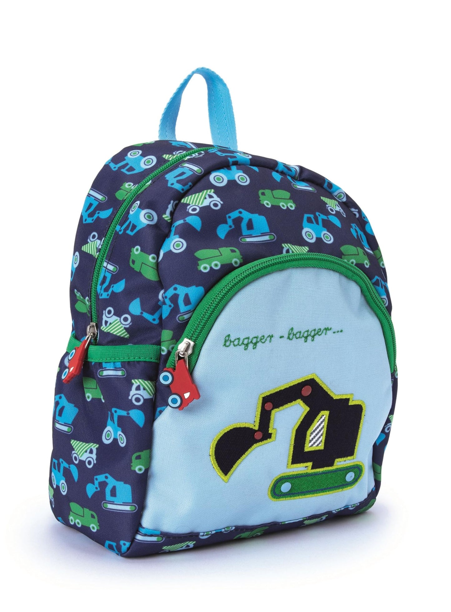 Kinder-Rucksack mit Bagger-Motiv, Bagger - Grün & Blau Rucksack