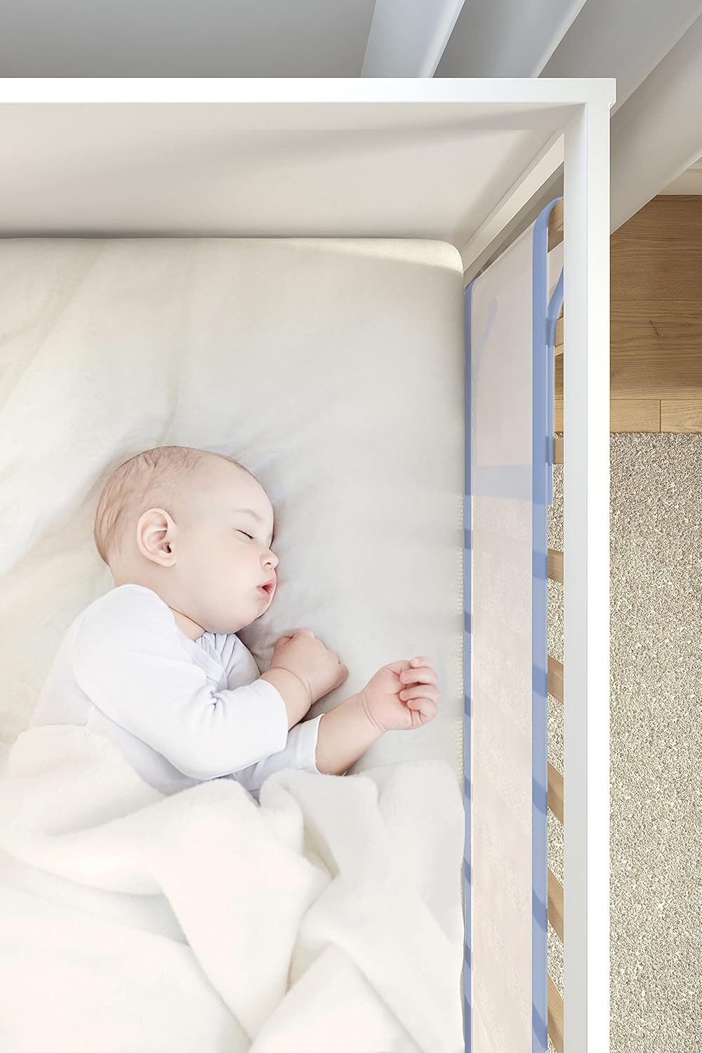 Umrandungsschutz aus 3D-Mesh für Babybetten, Blau
