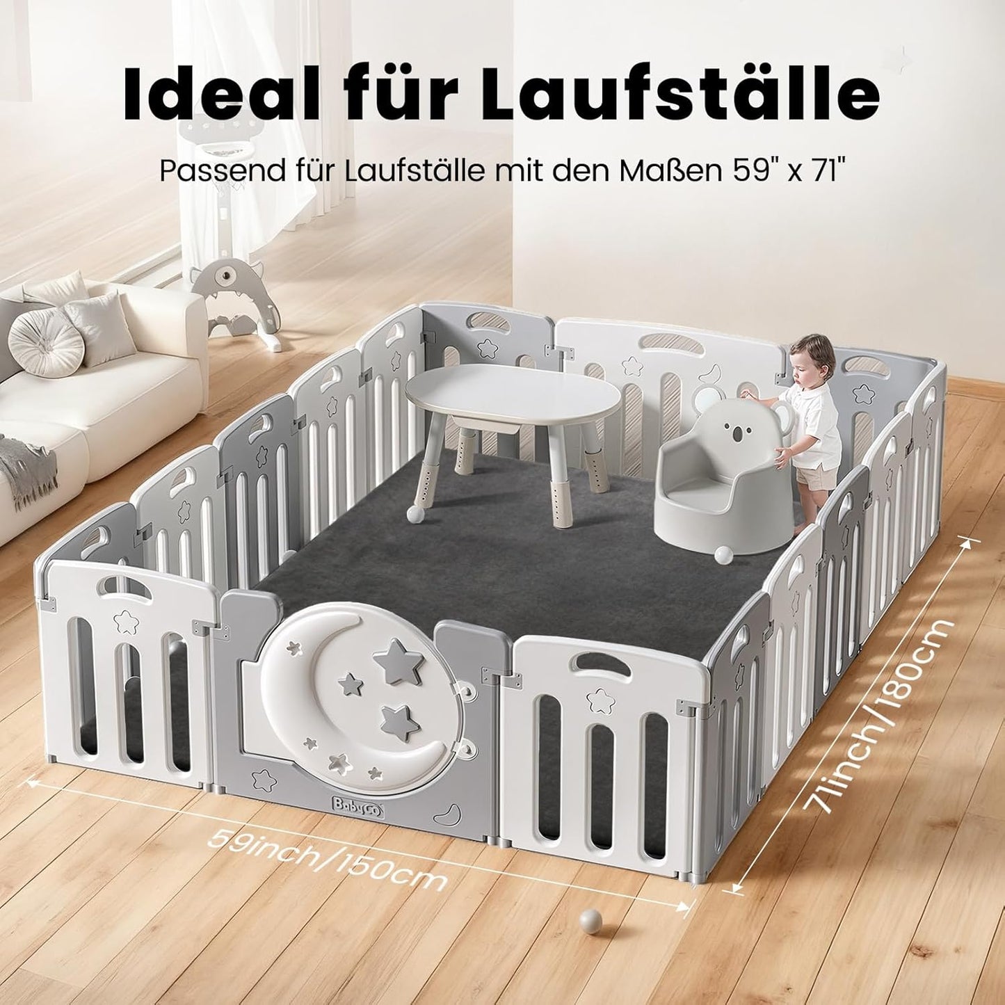 Krabbelmatte, Dunkelgrau 150cmx180cm