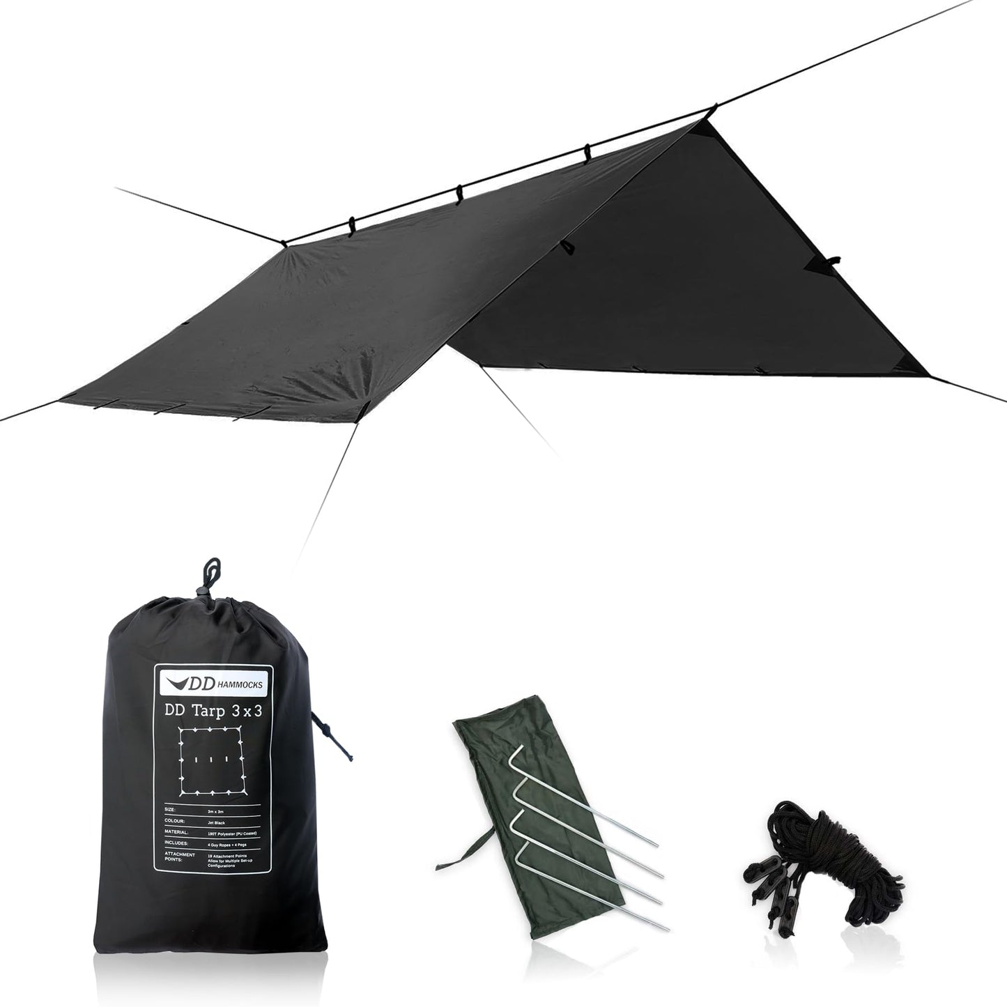 Wetterfestes Tarp, Schwarz