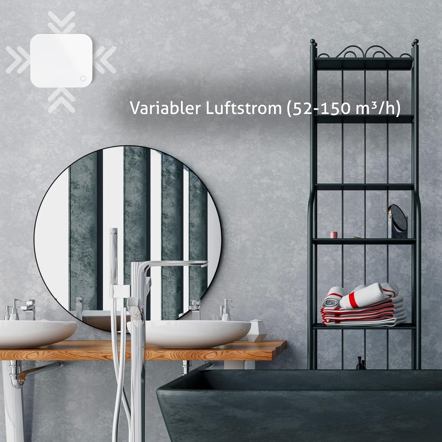 Badlüfter Trend Plus mit Fernbedienung, Mattweiss 120mm