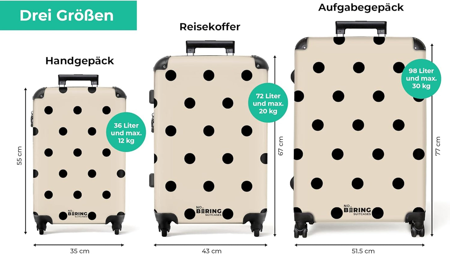 Grosser Hartschalenkoffer, Punkte - Schwarz L