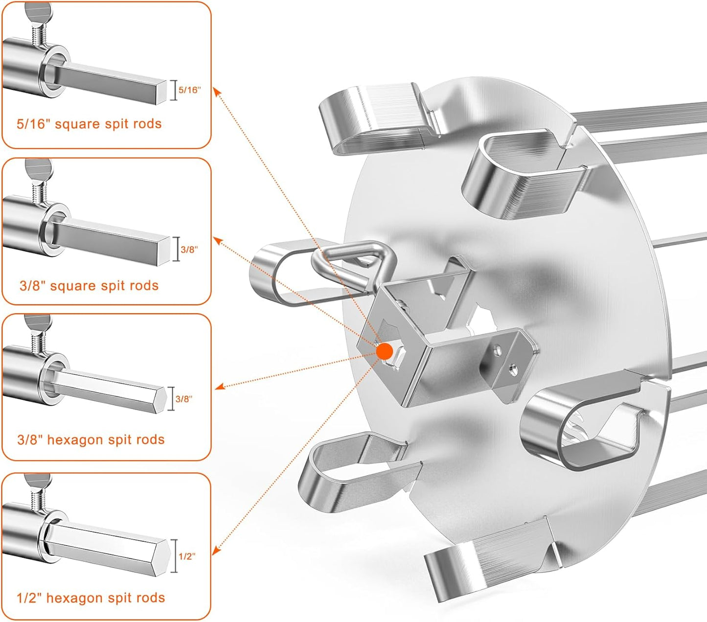 Universal Grillspiess-Set mit 6 Rotisserie-Nadeln
