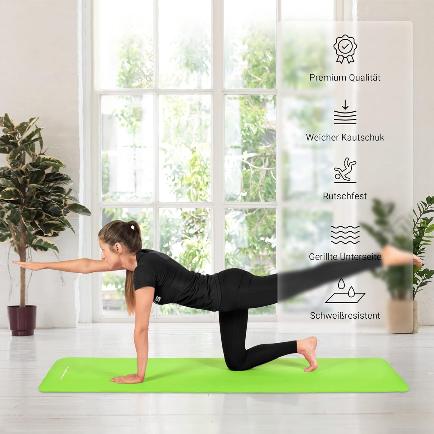 Gymnastik- und Yogamatte, Lindengrün 183 x 61 x 1,5 cm