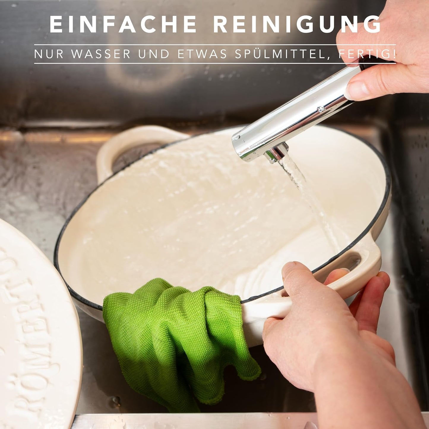 Schmorpfanne mit Deckel, Creme