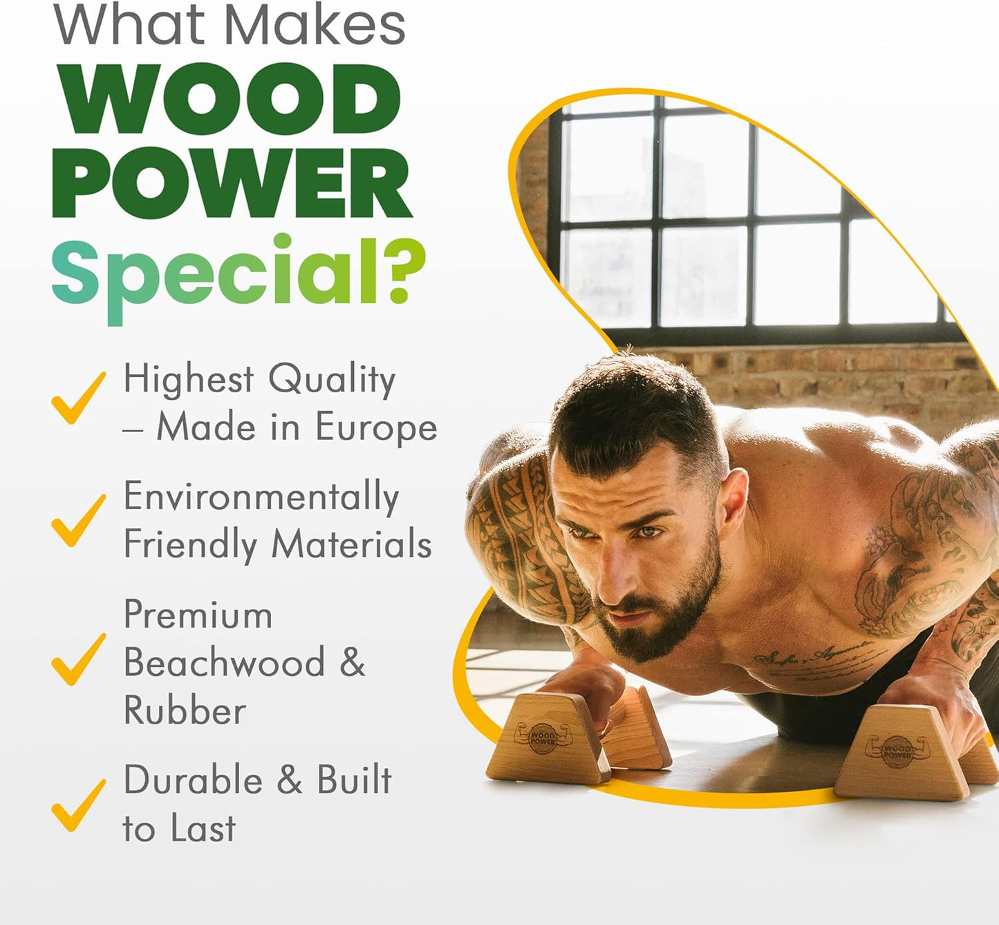 PowerBars - Holz-Parallettes für Liegestütze, XS, Classic