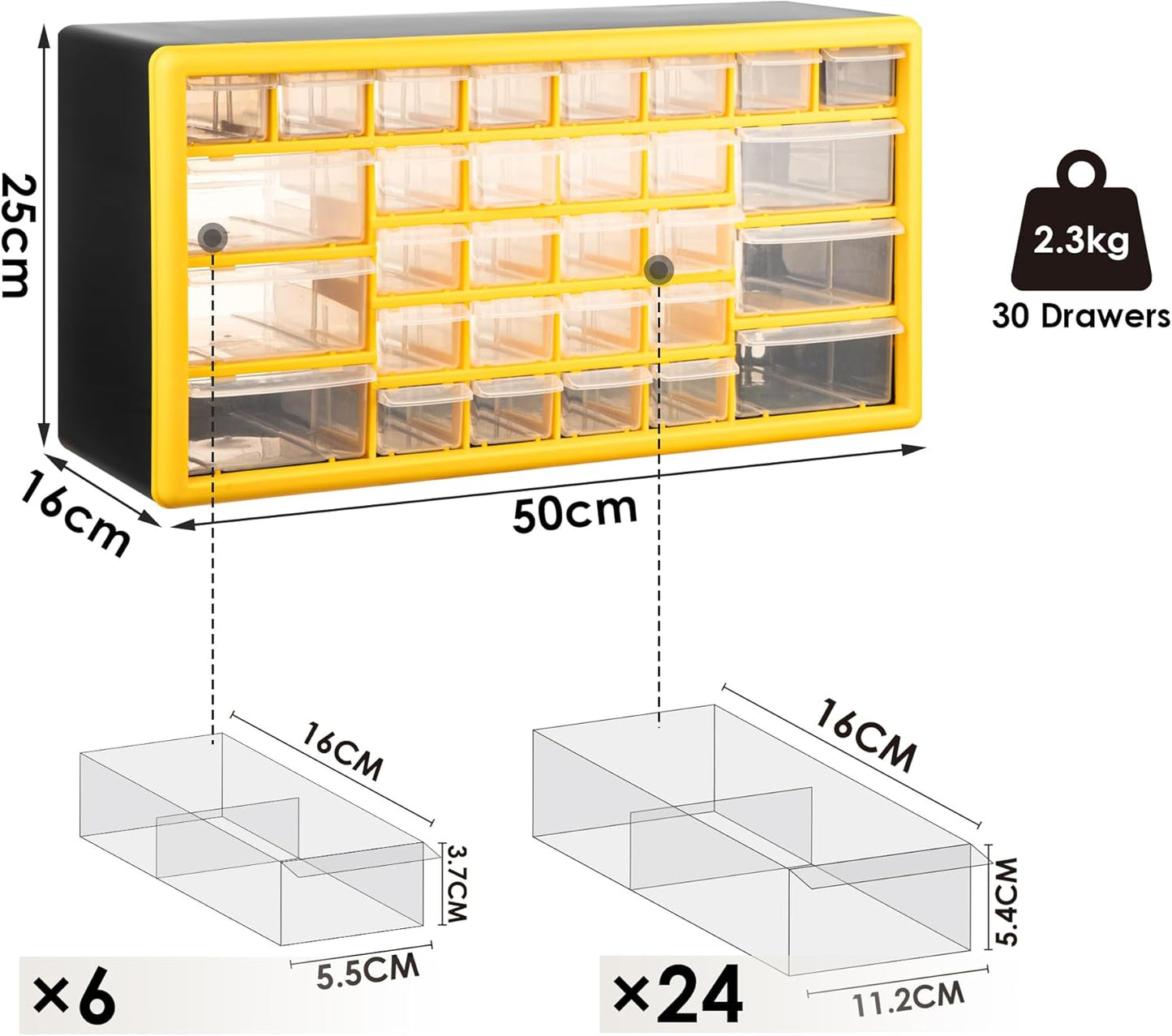 Werkzeugaufbewahrungsbox, 30 Drawers Gelb