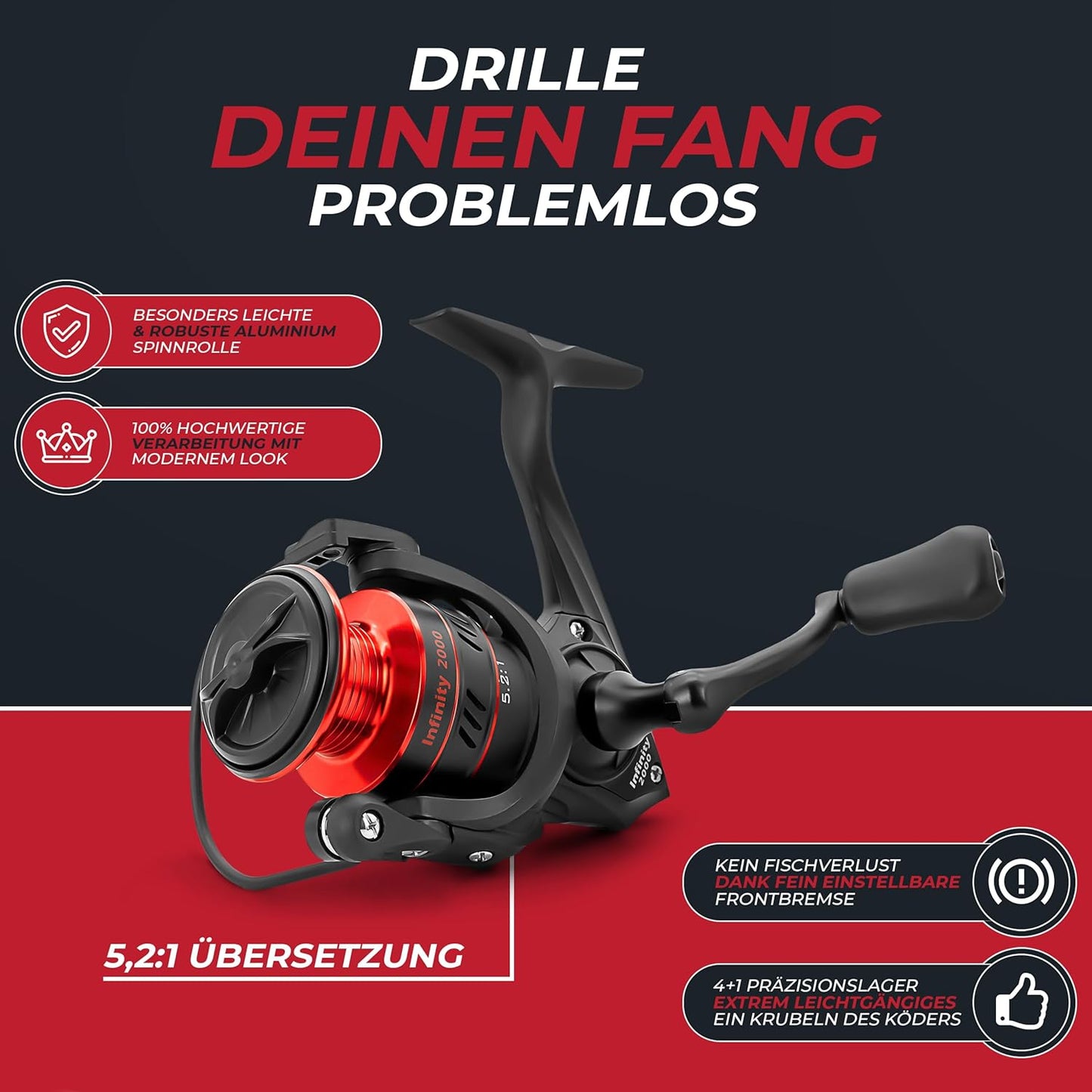 Firetiger Spinnrute, 2,1m 5-20g + 2000 Rolle Rute und Rolle