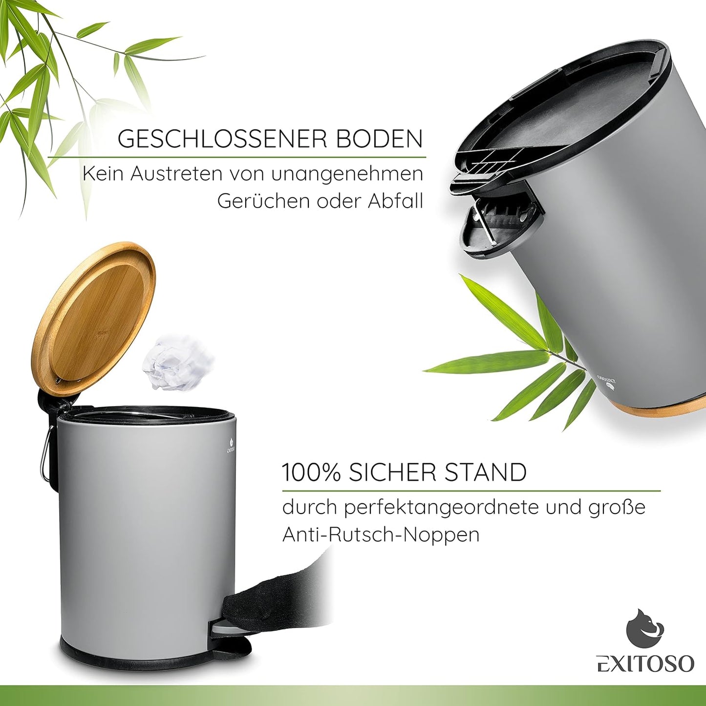 Tretmülleimer mit Softclose-Deckel, Grau