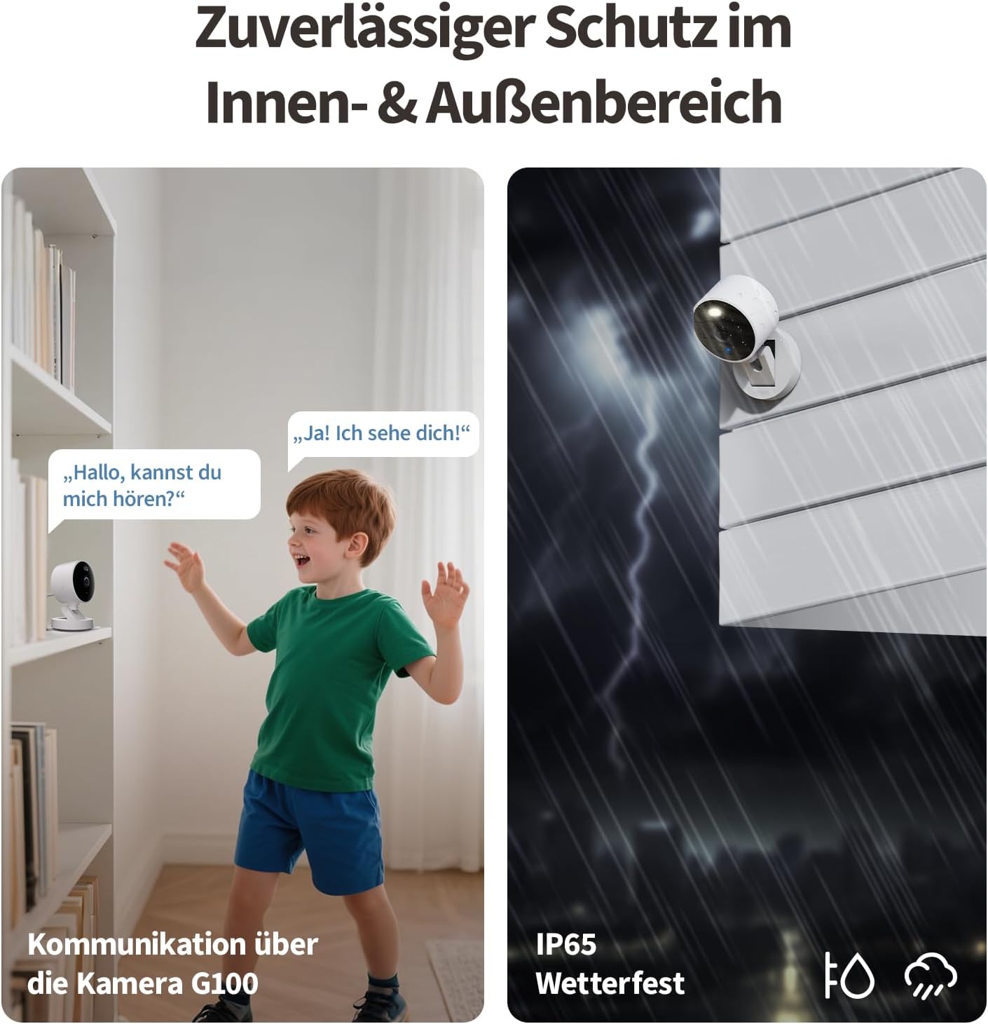G100 2K Überwachungskamera mit KI-Erkennung, Schwarz