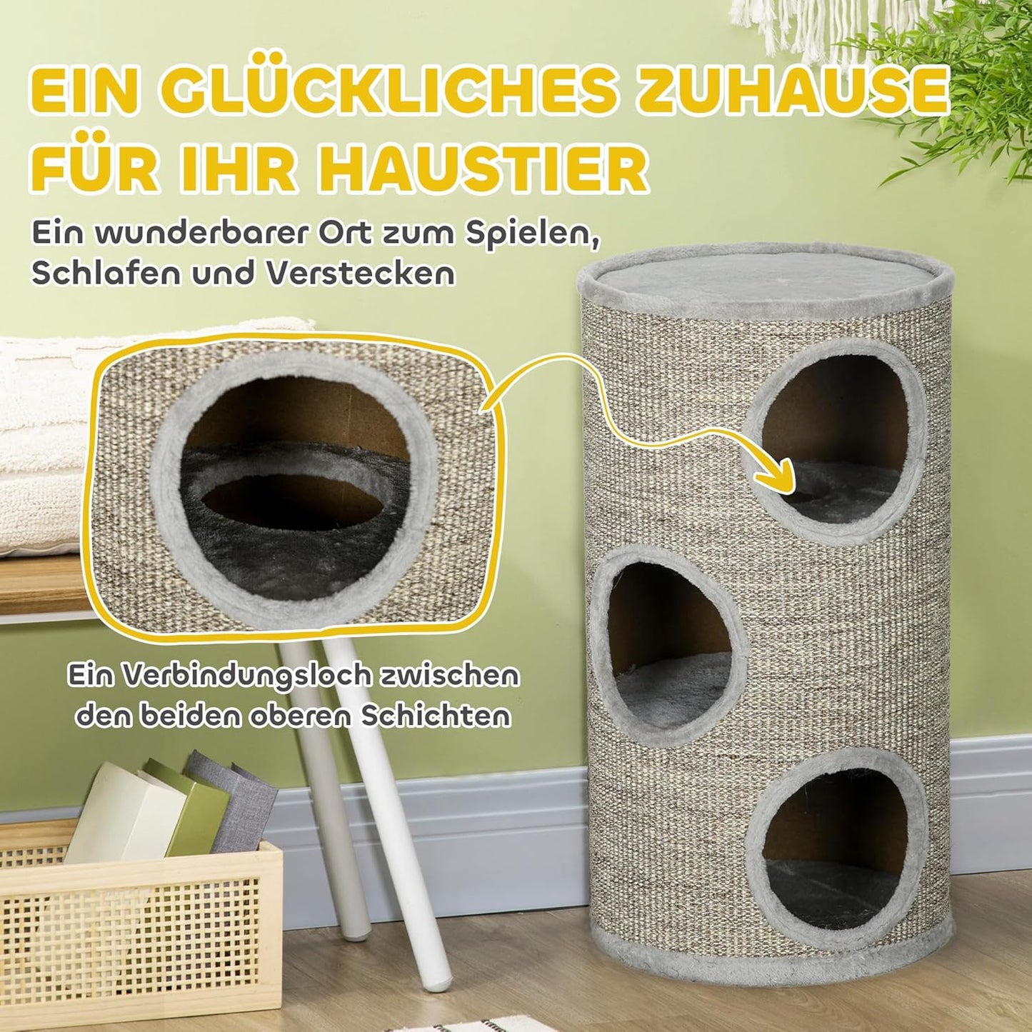 Kratztonne mit 3 Höhlen, Grau