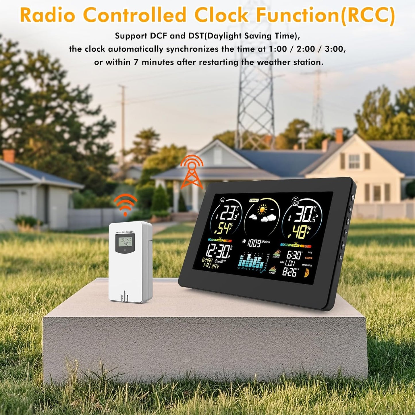 Wetterstation mit Aussensensor, 3378YC-BLACK