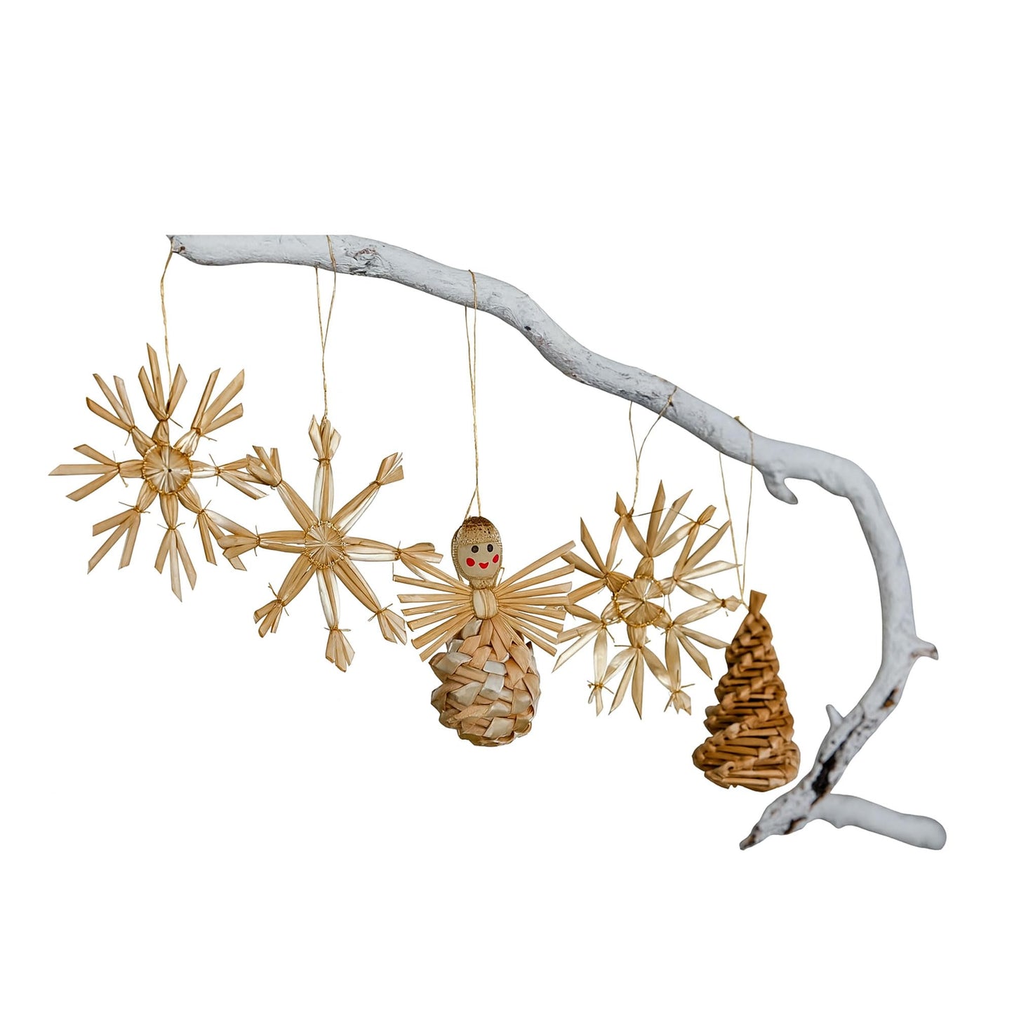 Strohschmuck-Set mit Sterne, Kugeln & Zapfen, Stroh-Sortiment 3