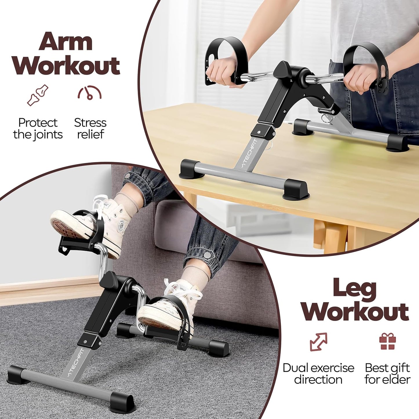 Pedal-Heimtrainer für Arme und Beine, Grau PED2