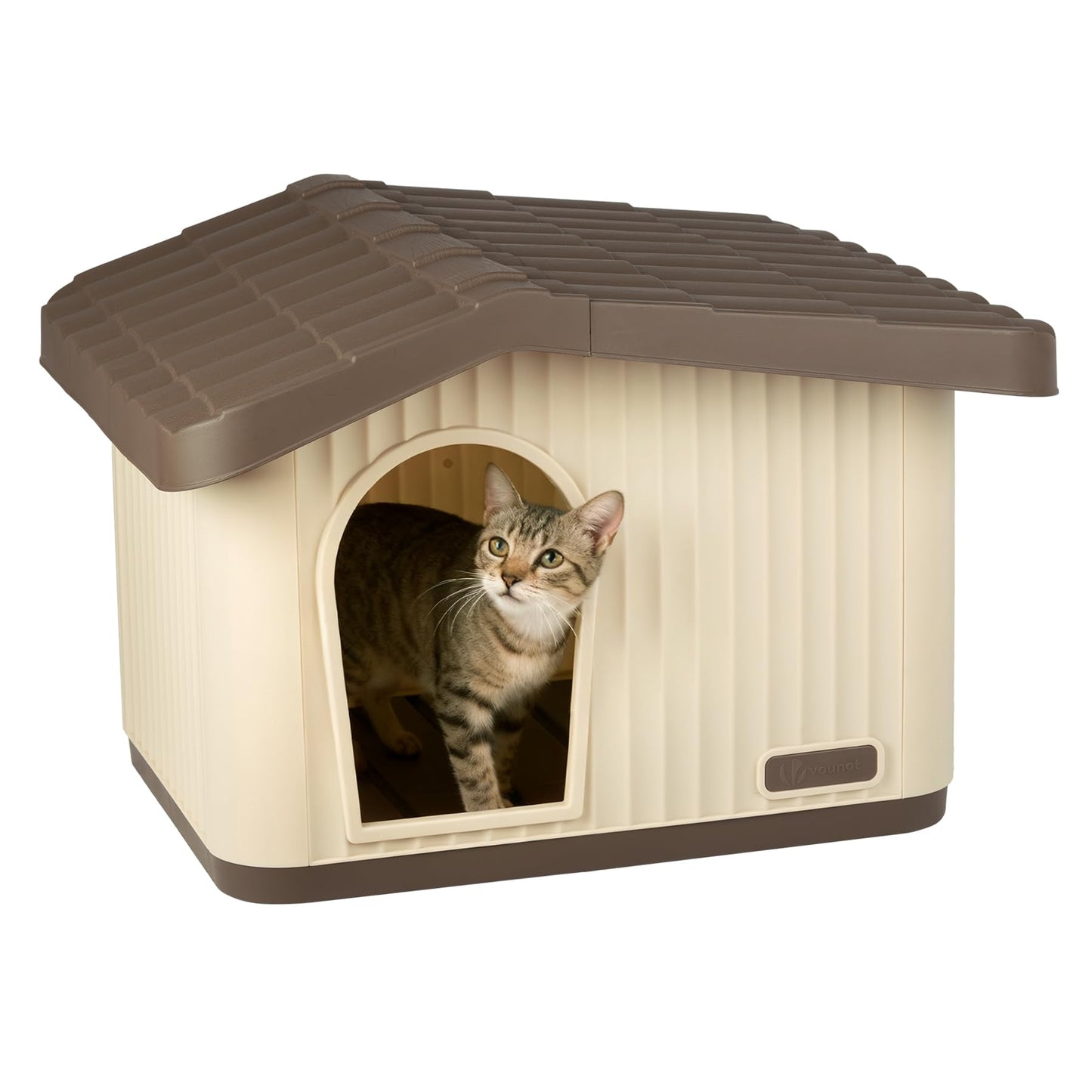Katzen- und Hundehütte Indoor/Outdoor, winterfest, 60x51x41cm Beige
