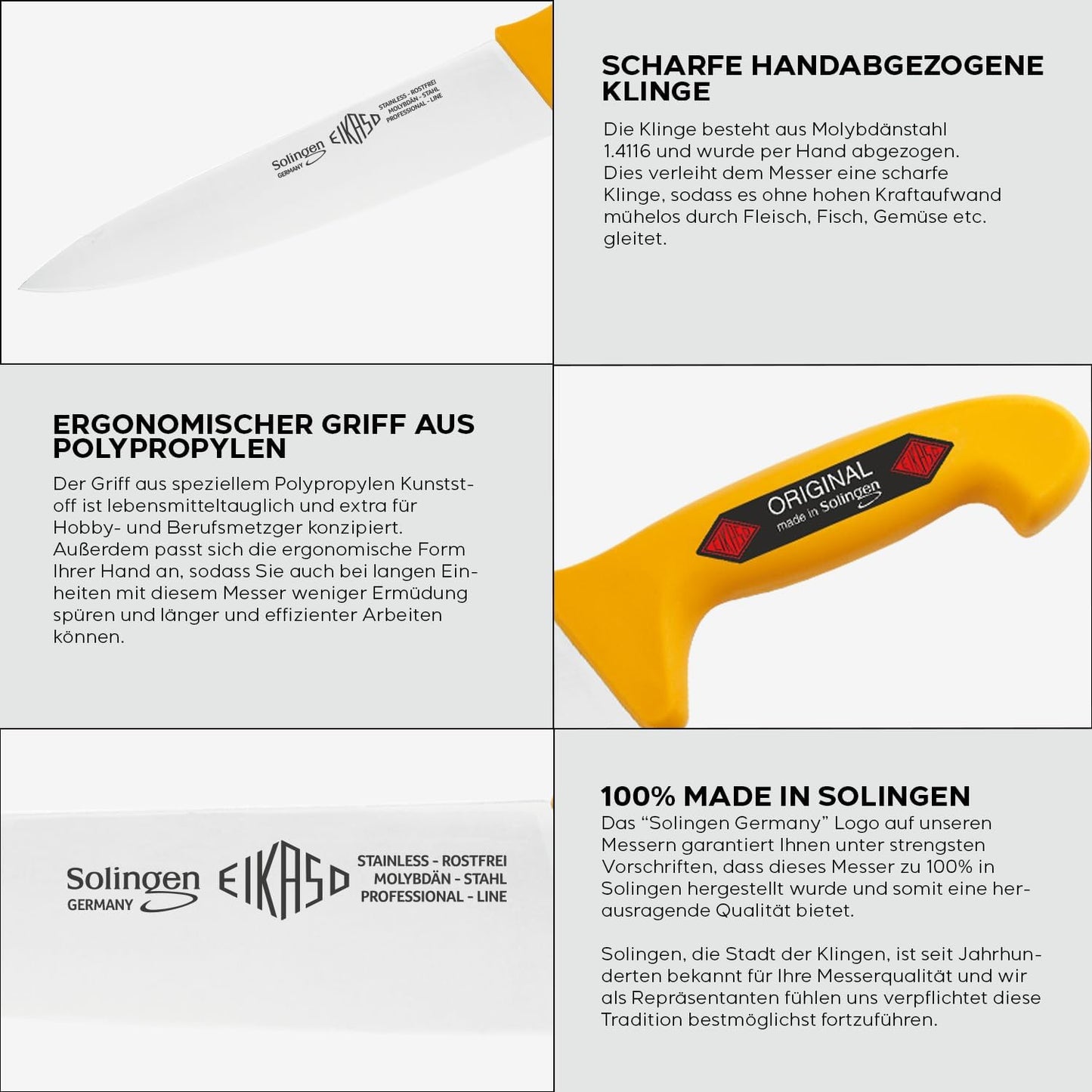6-teiliges Messerset, Edelstahl, Kunststoff PP(Polypropylen)-glasfaserverstärkt,