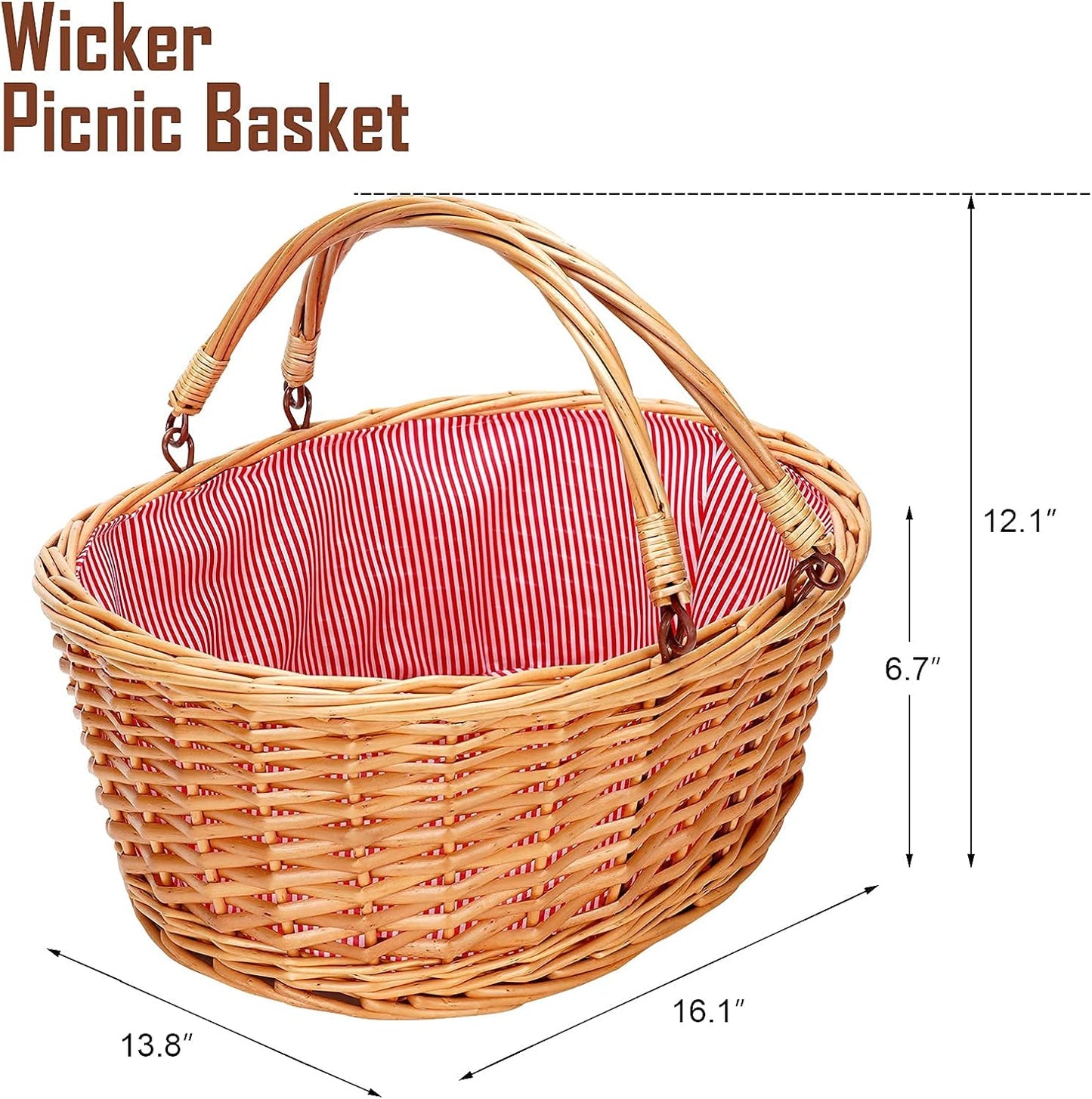 Picknickkorb mit klappbaren Griffen