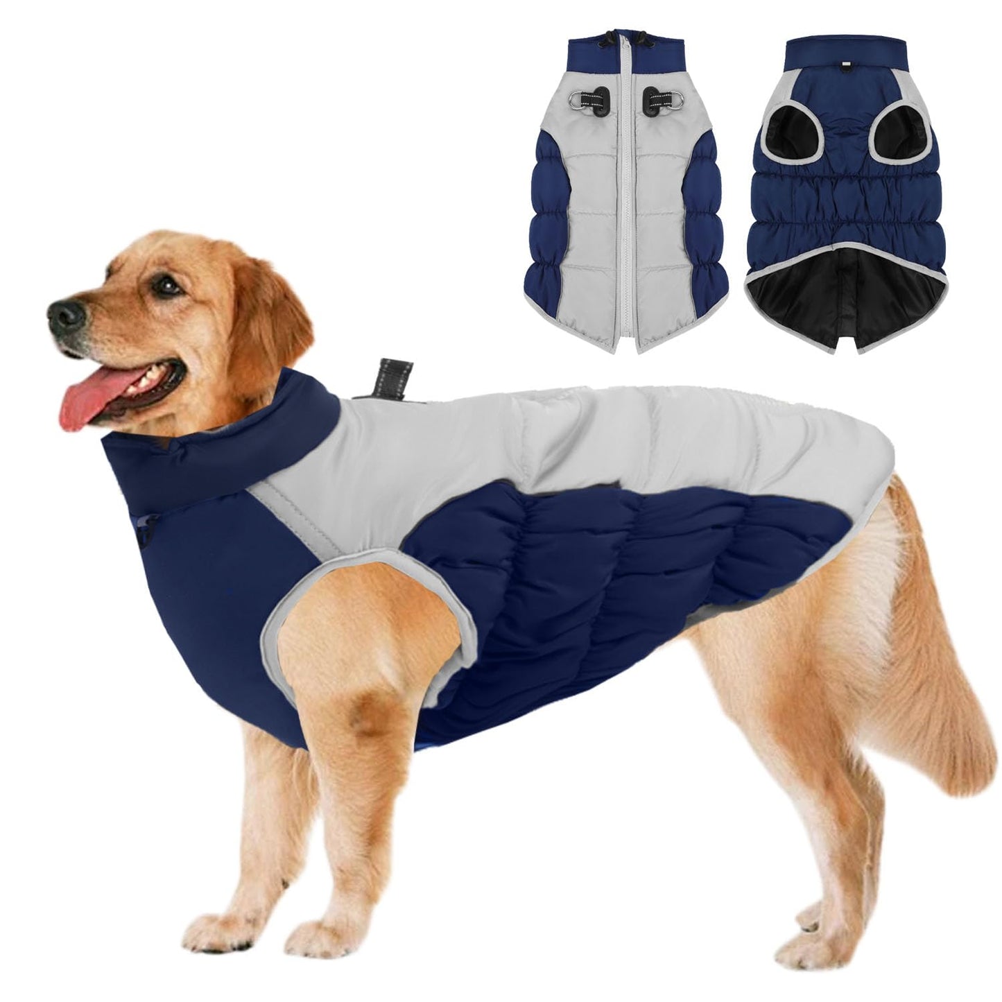 Wintermantel mit Rollkragen, reflektierend, navy blue 4XL