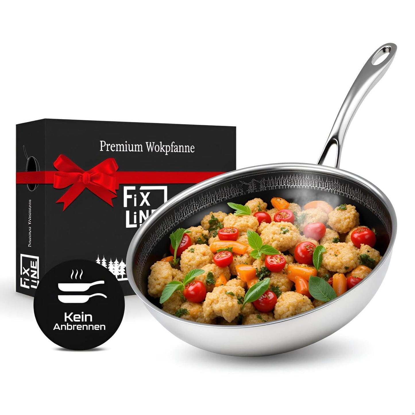 Wokpfanne 28 cm, Wok Einzel Wok 28cm beschichtet