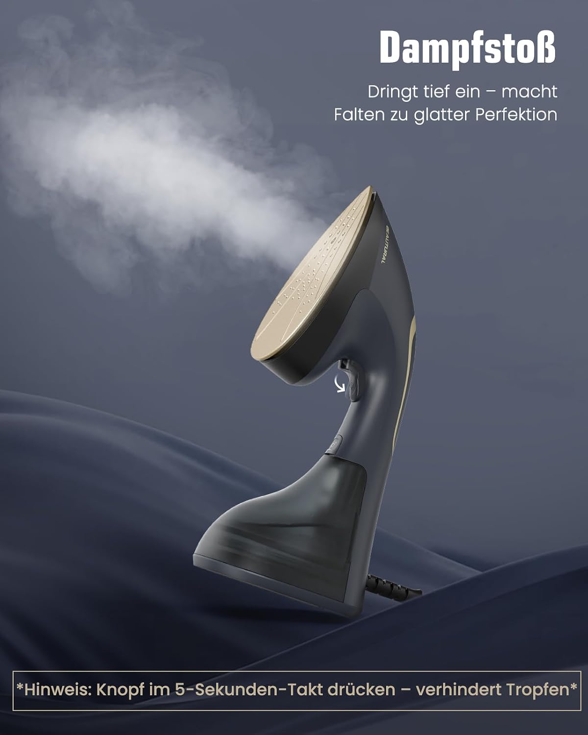 2-in-1 Dampfglätter und Bügeleisen, Dunkelblau