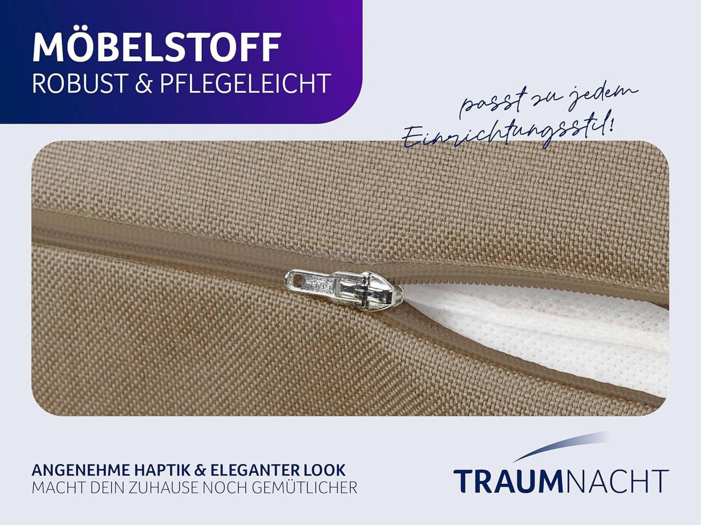 Cozy Lese- und Rückenkissen mit Seitenfach, Hellbraun Möbelstoff (100% Polyester)