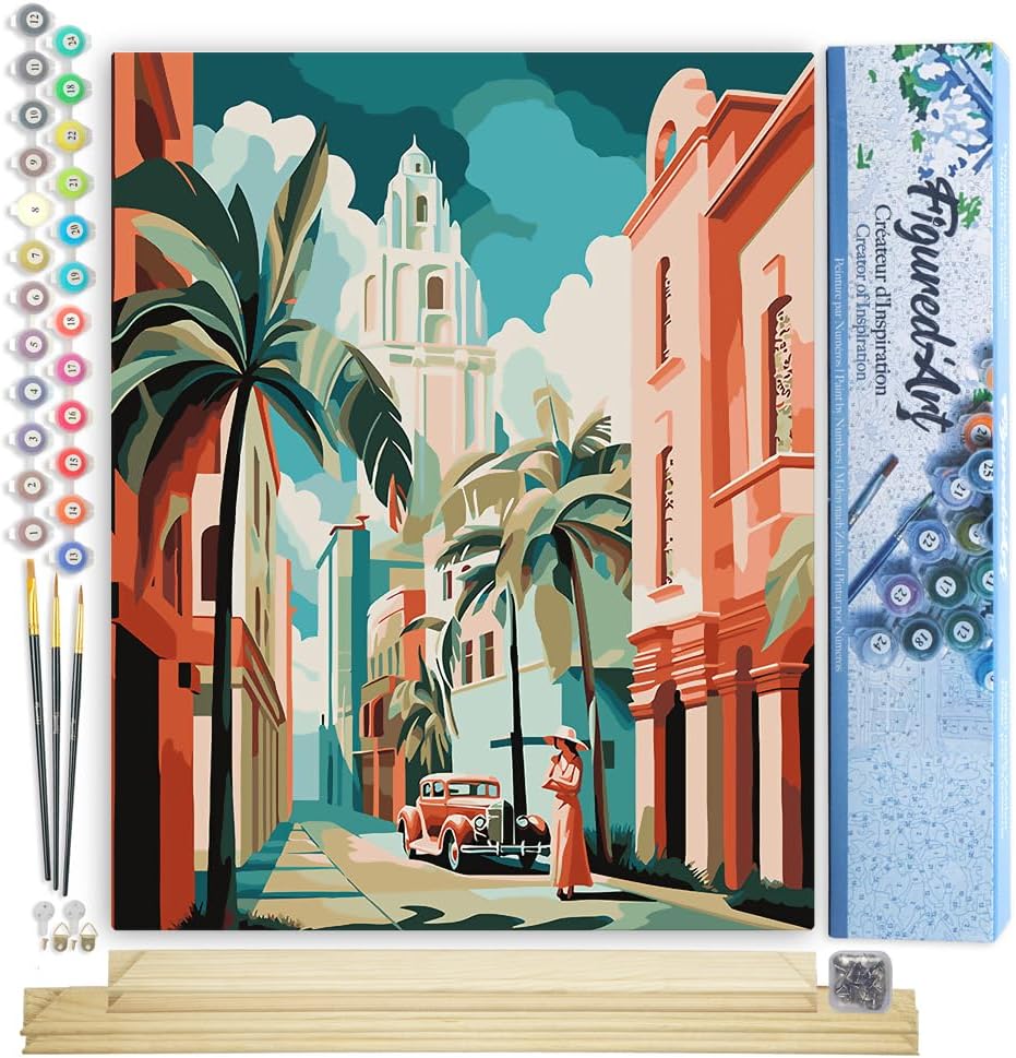Malen nach Zahlen Set mit Rahmen Kuba Art Deco 40x50 cm, Kuba Art Deco 40x50cm Mit Keilrahmen (nicht gespannt)