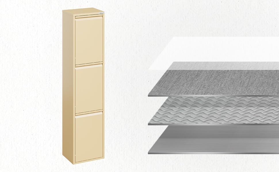 Küchenmülleimer mit Klappen, Beige, 3 X 15 L