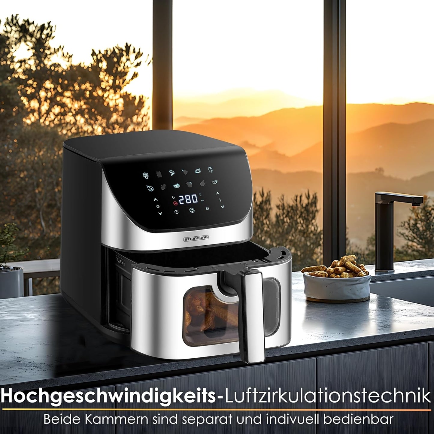 4-in-1 Heissluftfritteuse 8L