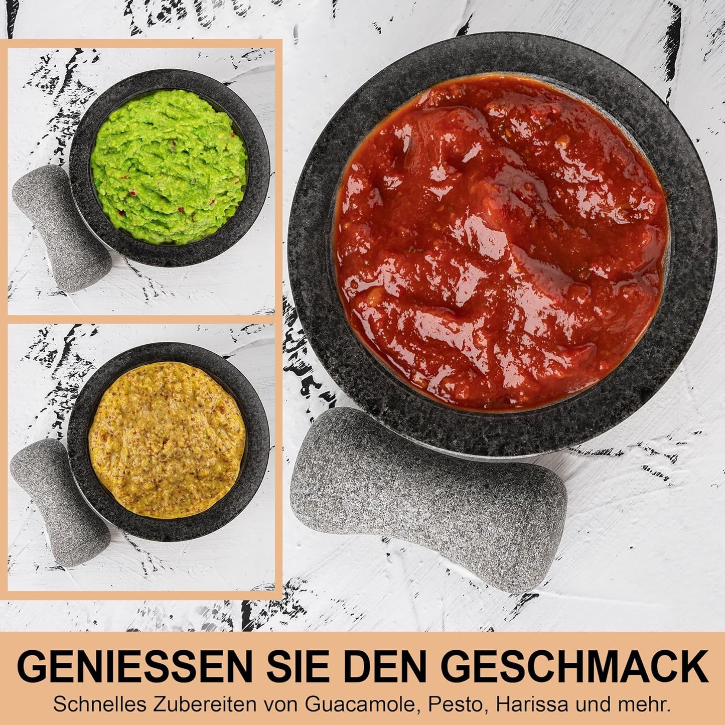 Mörser und Stössel Set mit Rezeptbuch